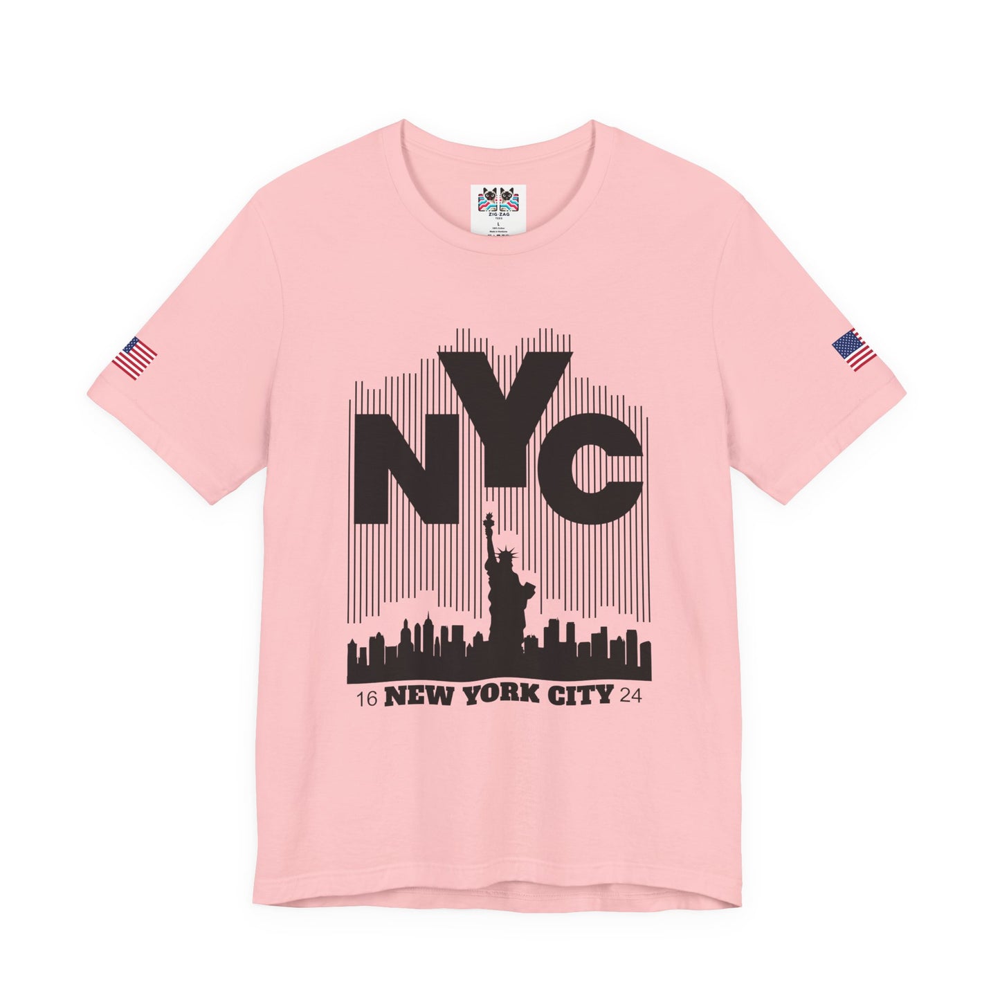 NYC Barcode T-Shirt - Modern New York City 1624 Minimalist Stripe Design