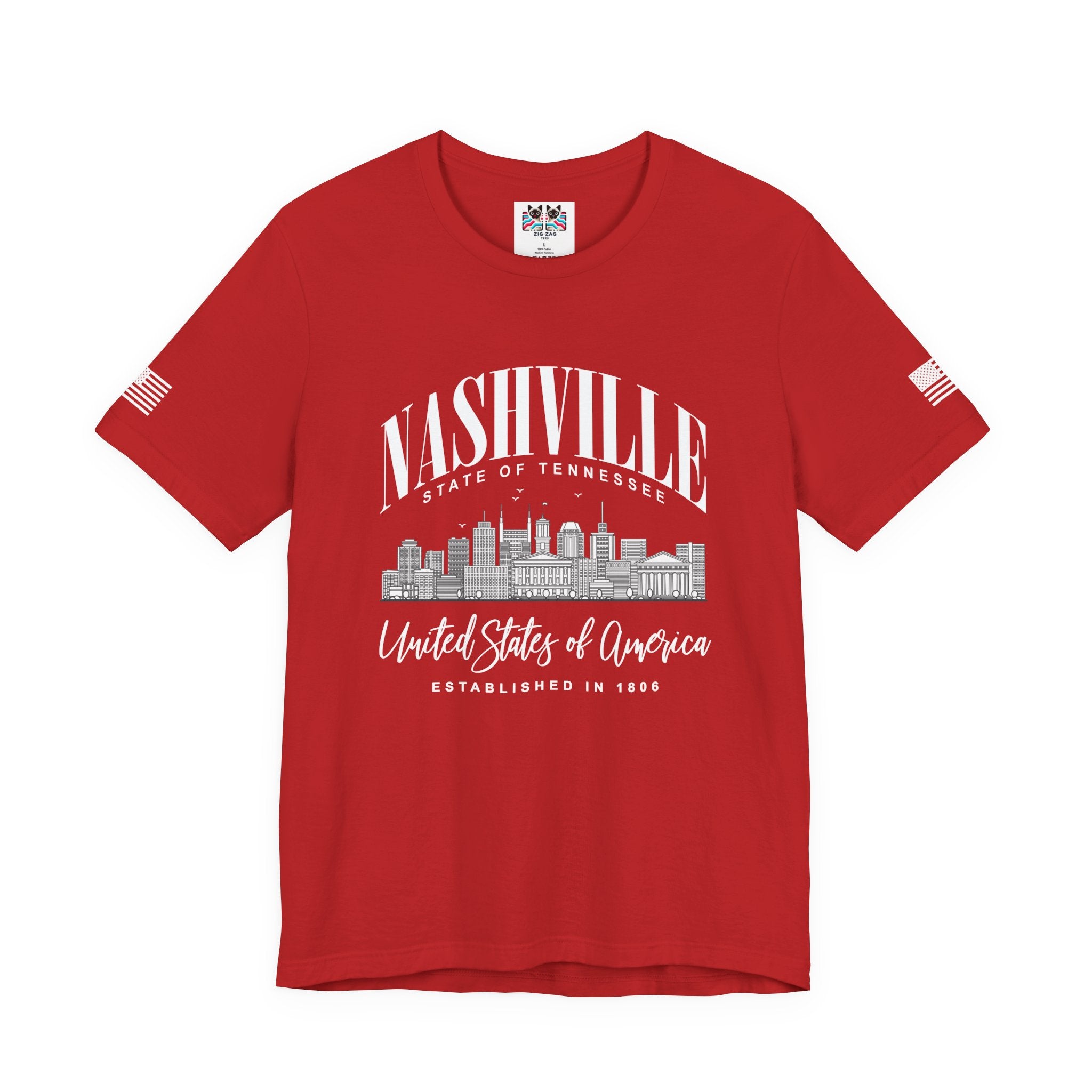 Nashville State of Tennessee T-Shirt – Arched Skyline United States of America Established 1806 Graphic Tee