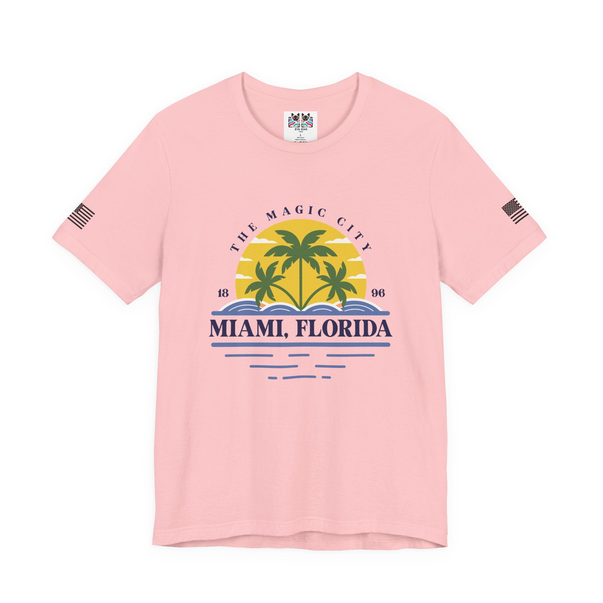 Miami Florida The Magic City T-Shirt – 1896 Palm Tree Sunset Retro Circle Tee