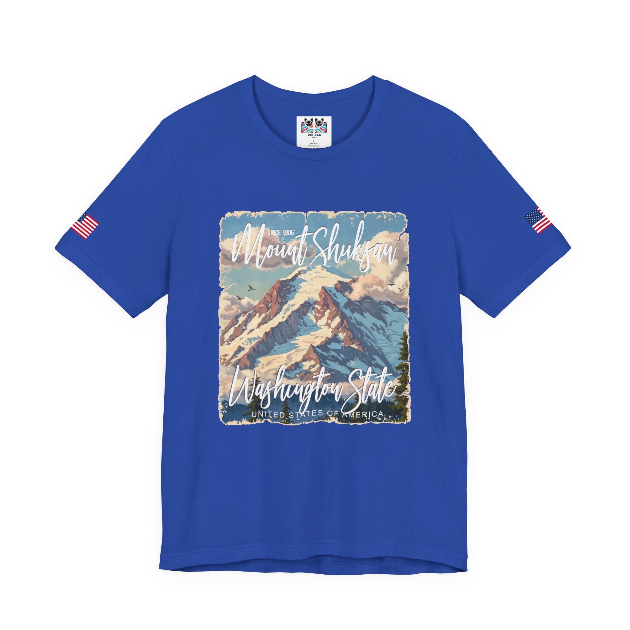 Mount Shuksan Washington State Since 1906 Vintage Travel Poster T-Shirt | North Cascades Hiking Tee | PNW Mountain Shirt