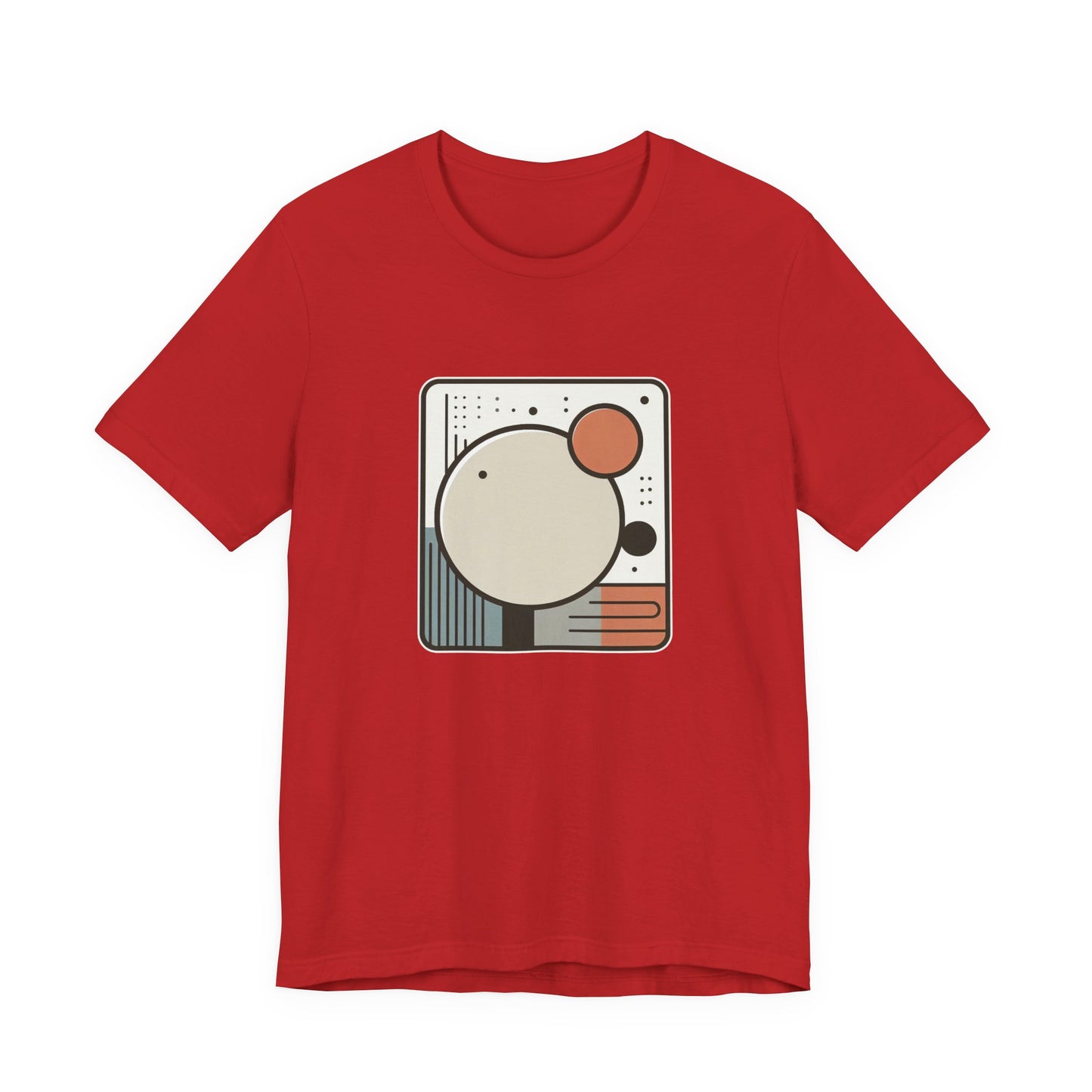 Less Is More Tshirt – Minimalist Geometric Rectangle with Colorful Circles and Lines