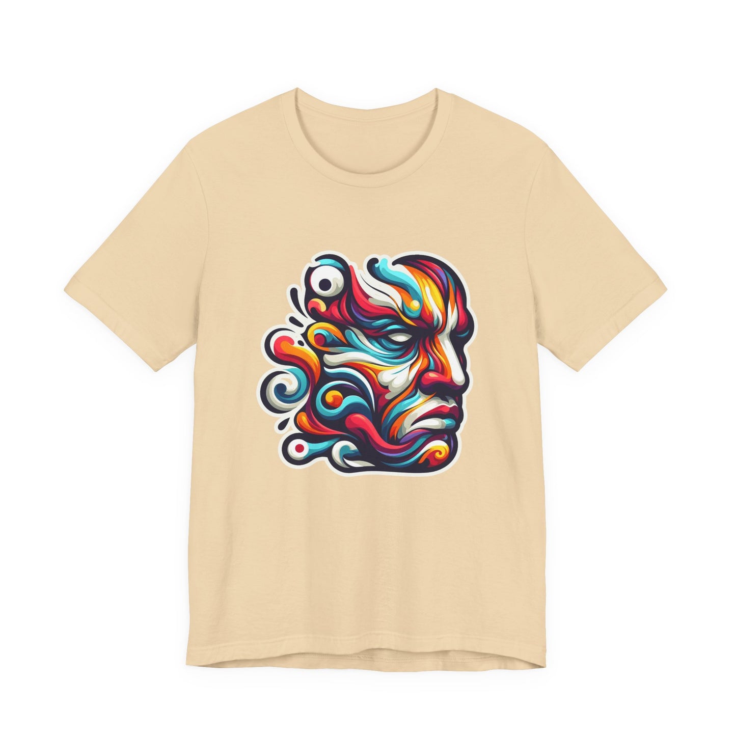 The Art of Expressionism Tshirt – Colorful Curved Strokes Forming a Vibrant Face
