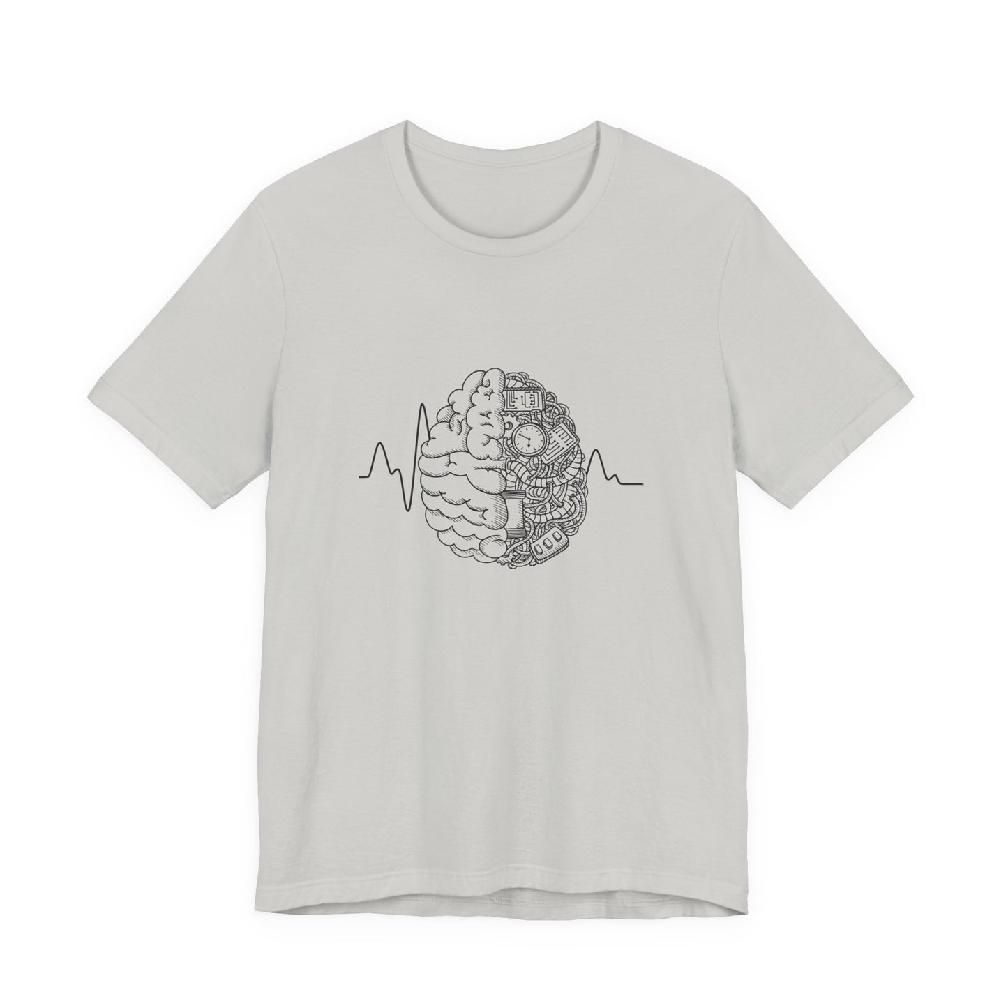 Human Brain Split Design Tshirt – Life Line with Nature & Man-Made Elements