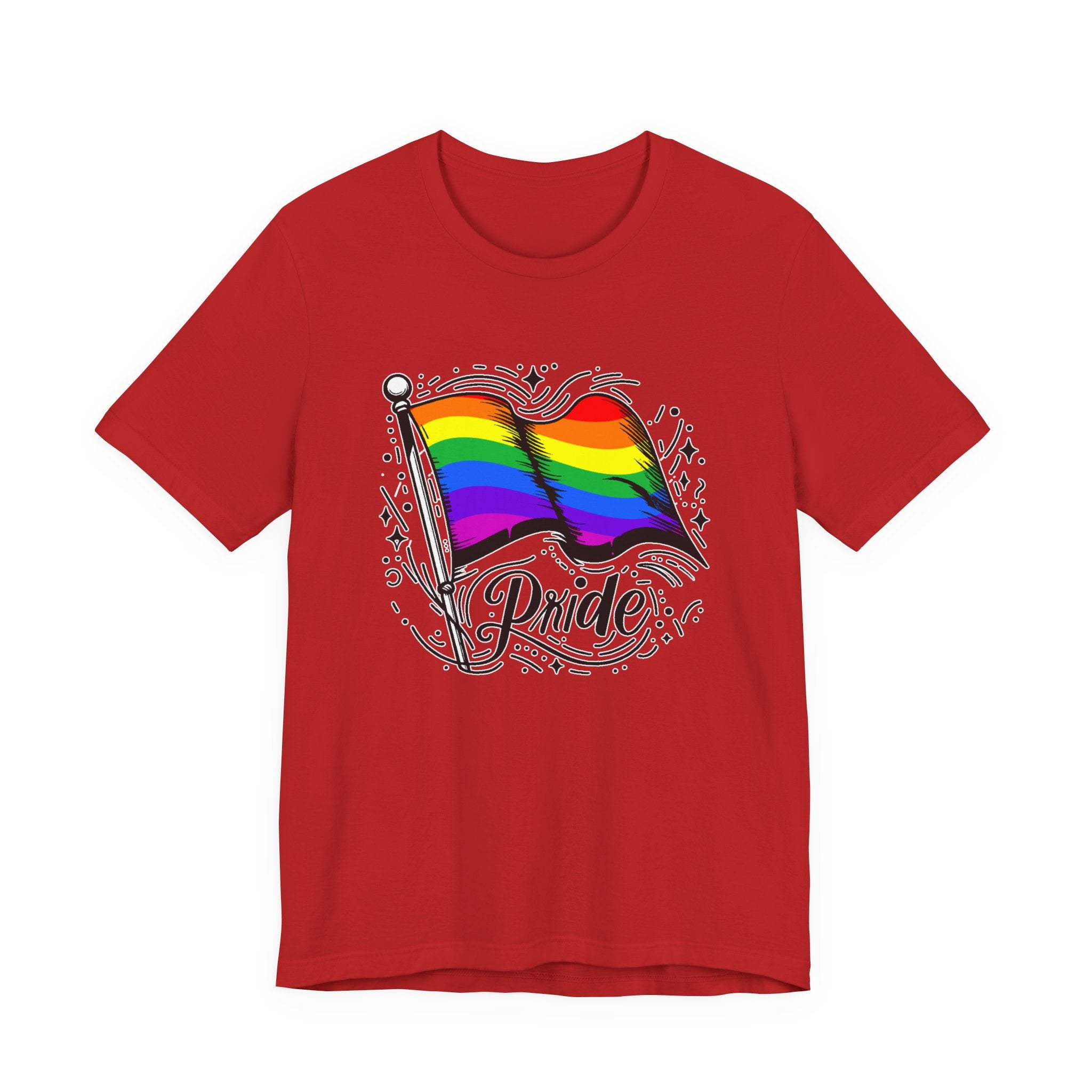 Pride Without Prejudice – Colorful Flag with Lines, Dots & Symbols Graphic T-Shirt