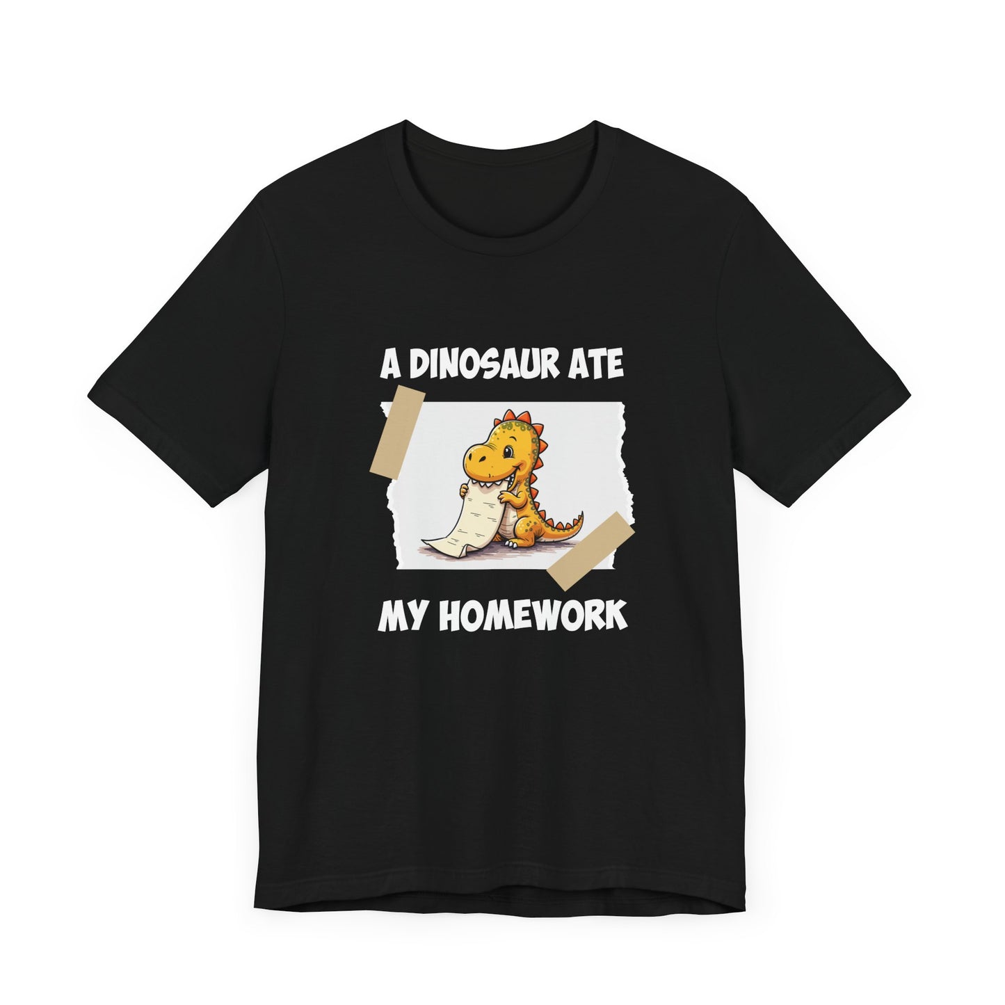 Homework Excuse T-Shirt – Cute Dino Eating Homework Graphic