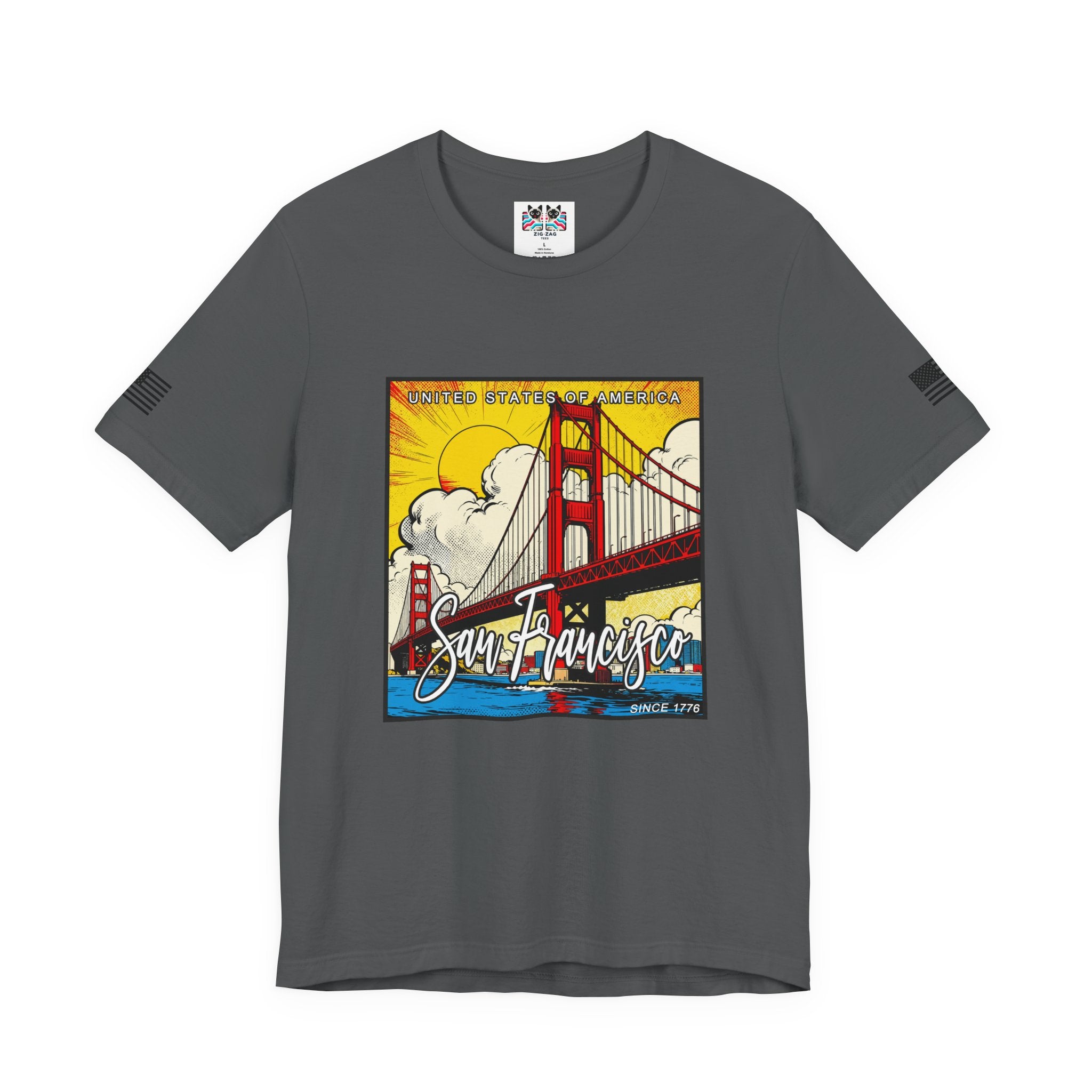 San Francisco Since 1776 T-Shirt – United States of America Comic Pop Art Golden Gate Bridge Graphic Tee