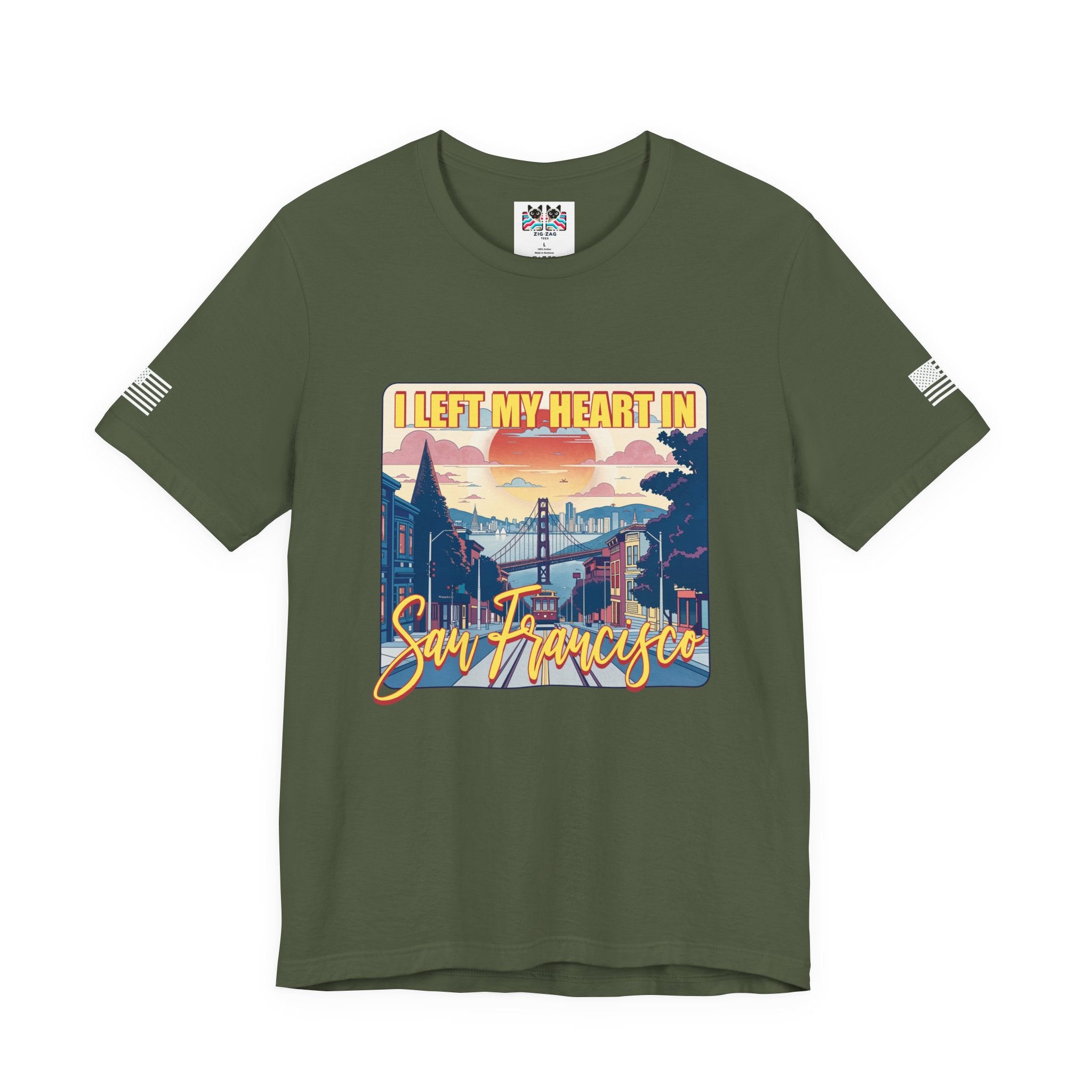 I Left My Heart in San Francisco T-Shirt – Retro Golden Gate Bridge & Cable Car Graphic Tee | SF Souvenir Shirt