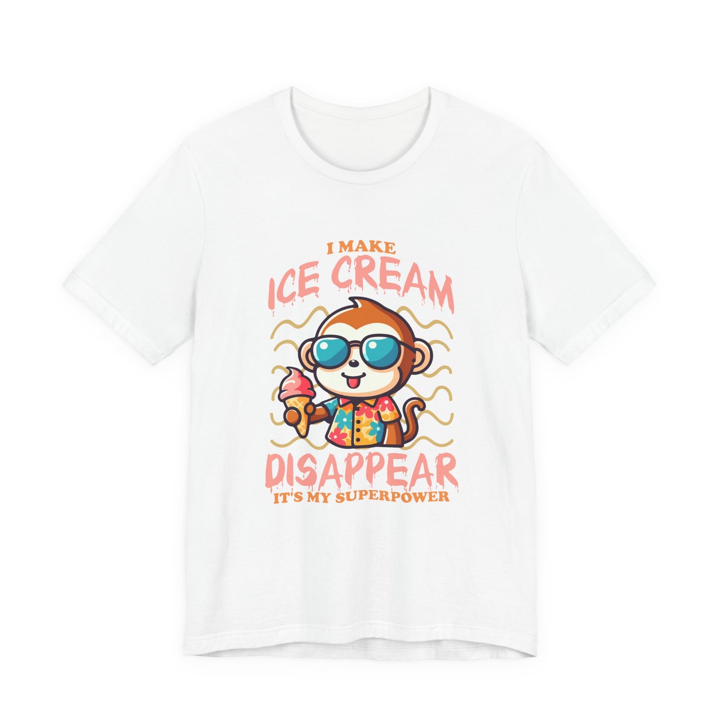 I Make Ice Cream Disappear T-Shirt – Cool Monkey With Sunglasses And Ice Cream Cone Funny Graphic Tee