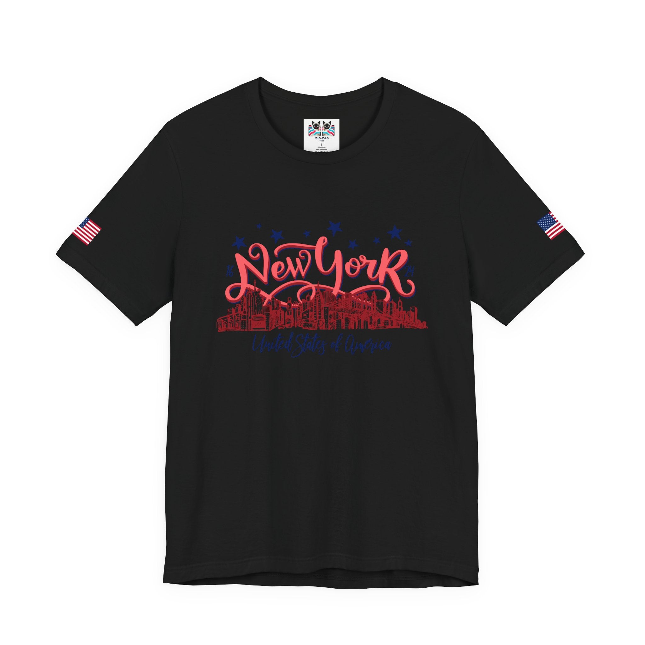 New York 1624 T-Shirt - Vintage Hand Lettered NYC Skyline United States of America