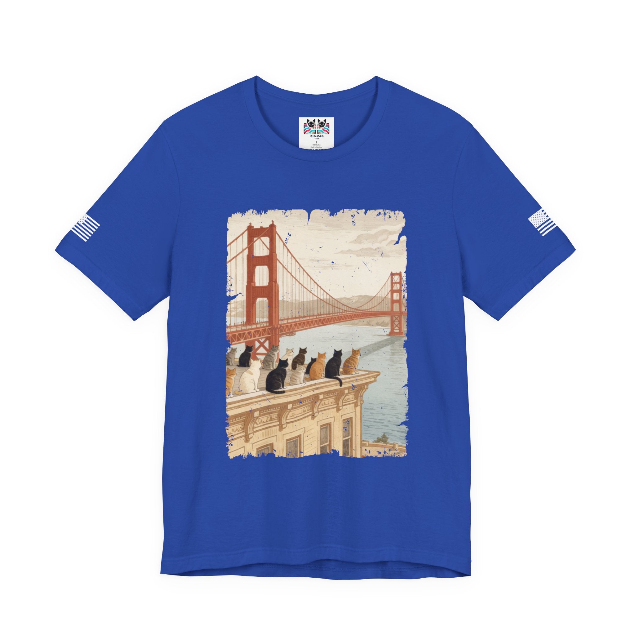 San Francisco Cats Golden Gate Bridge T-Shirt – Vintage Illustrated Cat Lover Graphic Tee