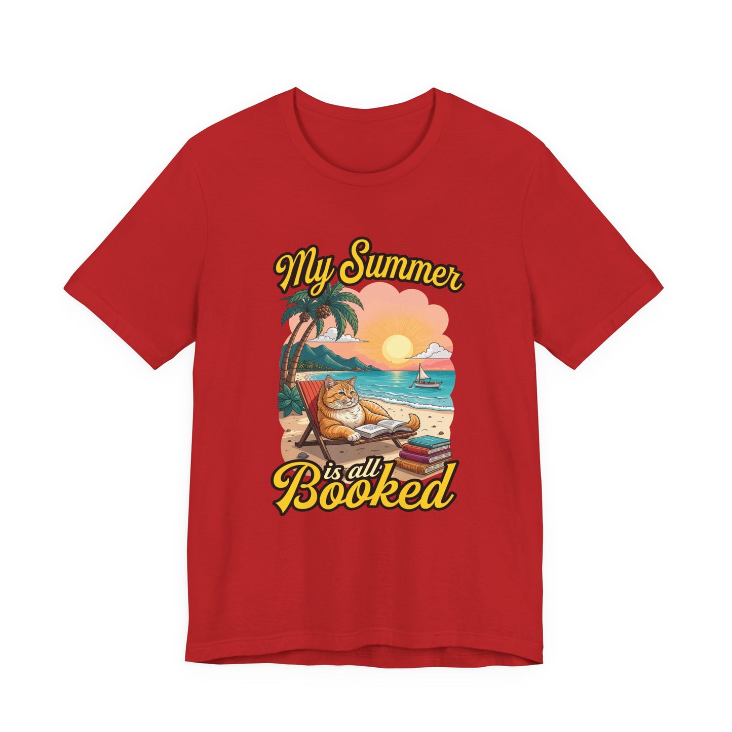 My Summer Is All Booked Tshirt Cat on Beach with books