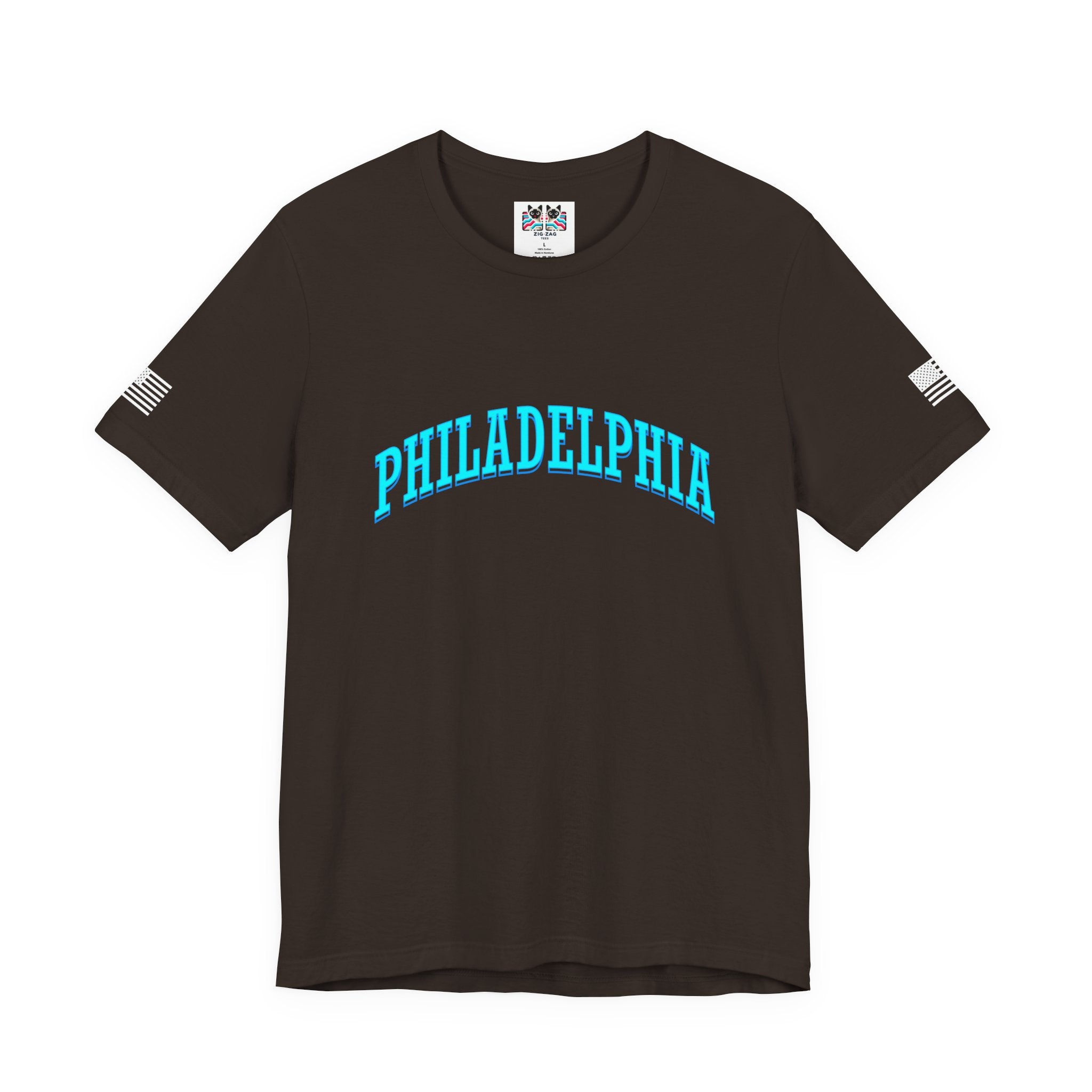 Philadelphia T-Shirt – Bold Arched Teal Varsity Typography Graphic Tee