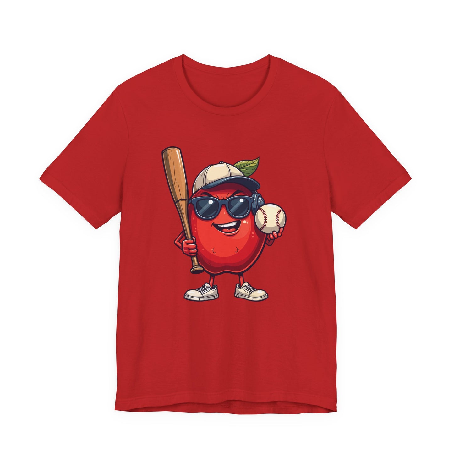 Aggressive Apple Baseball Mascot Tshirt Bold Sports Fruit Character Design