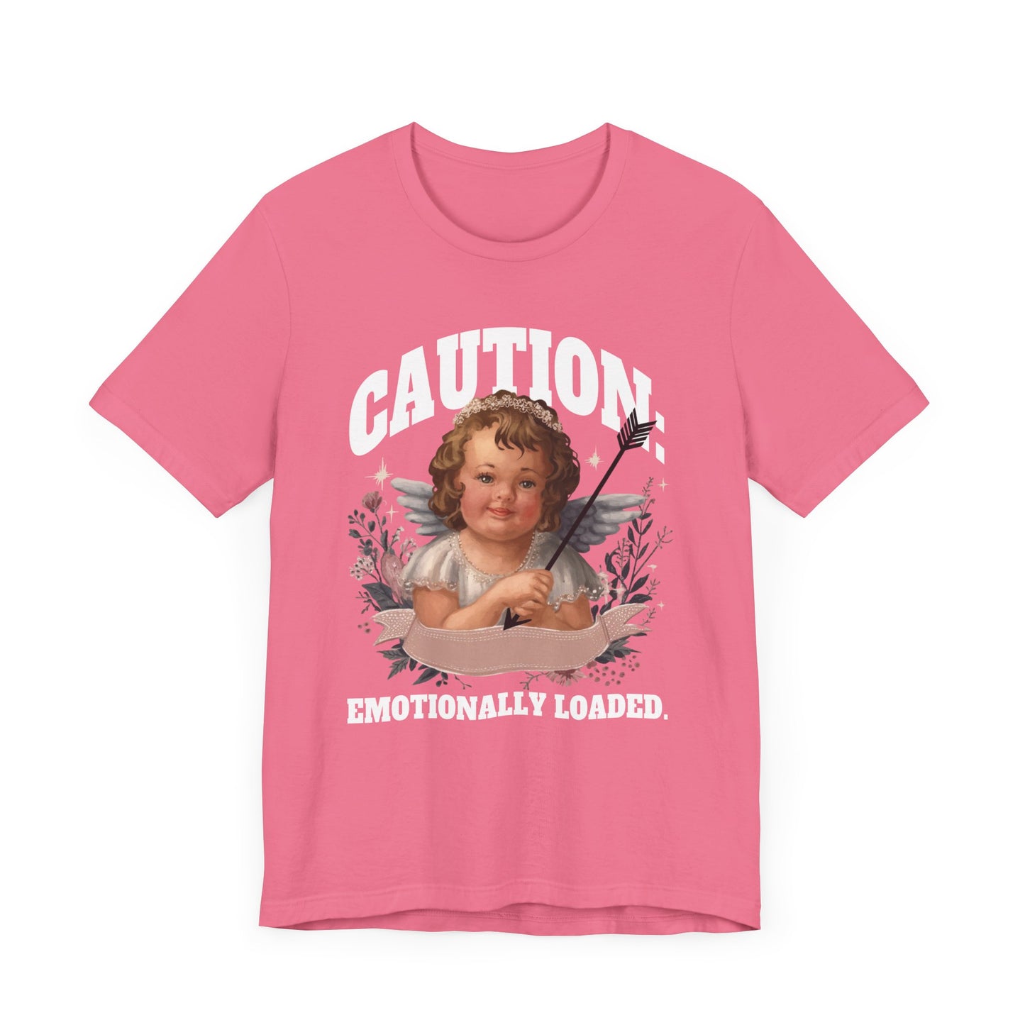 Caution: Emotionally Loaded | Little Girl Angel with Arrow Graphic T-Shirt