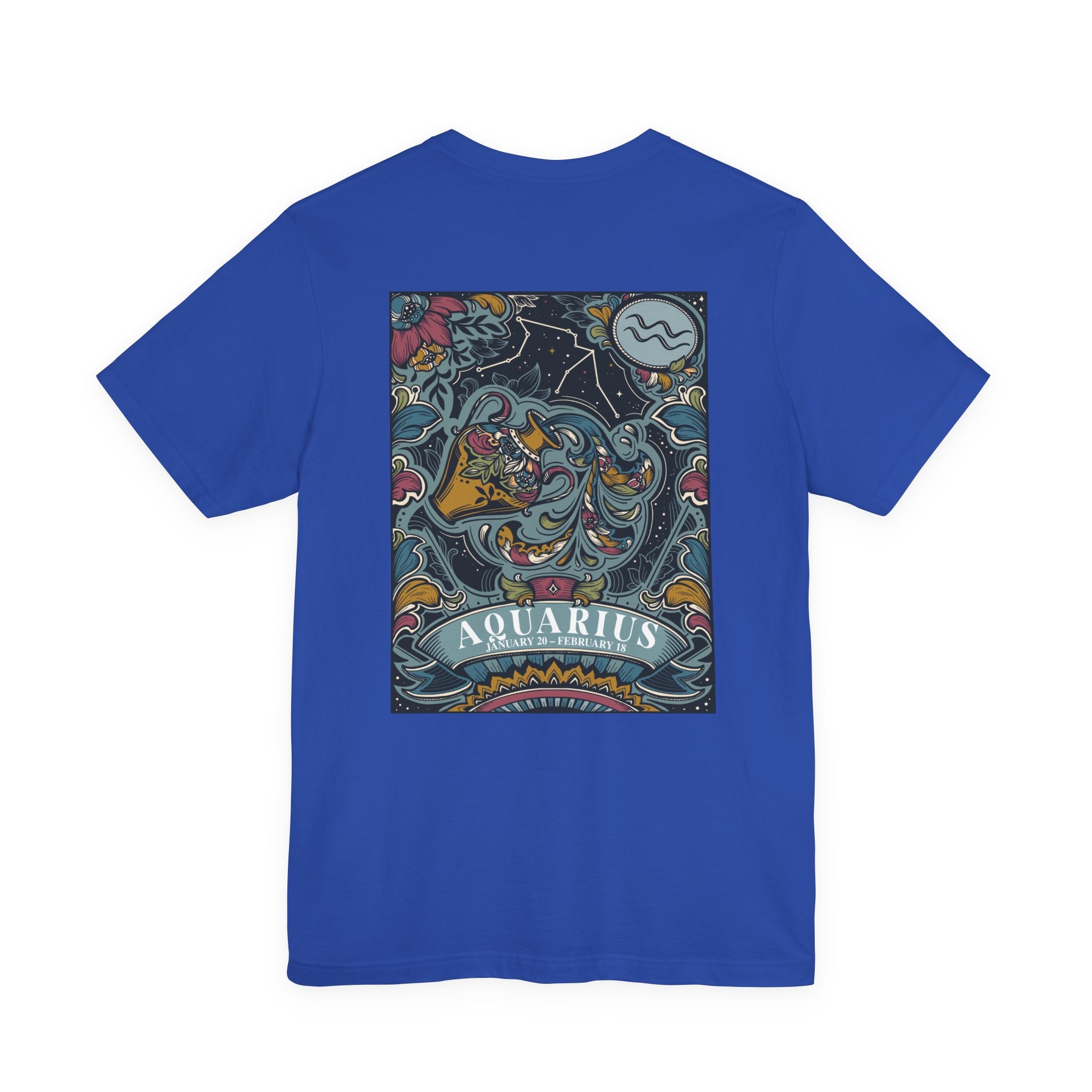 Aquarius Constellation & Floral Zodiac T-Shirt – January 20 to February 18