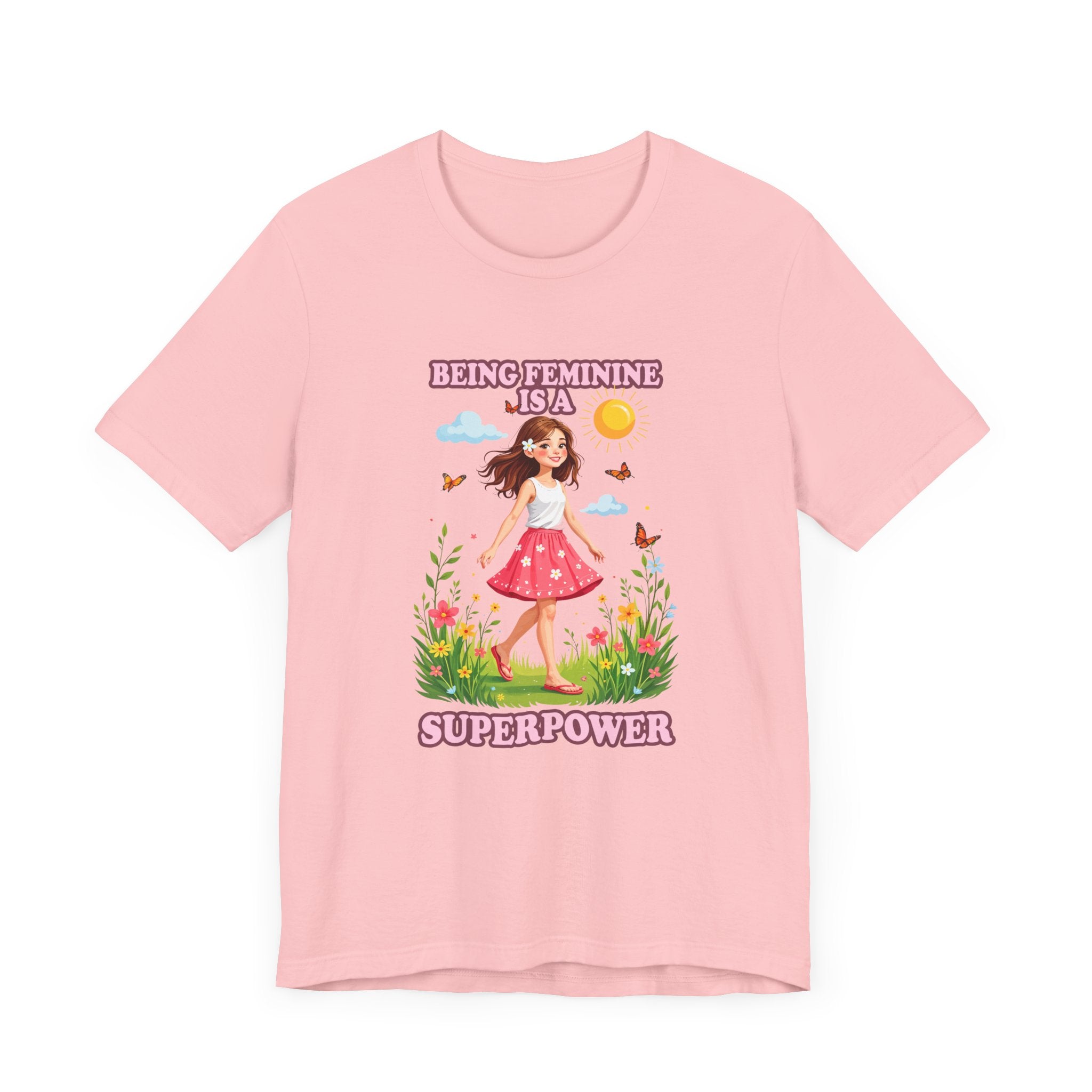 Being Feminine Is a Superpower T-Shirt – Empowering Floral Girl Graphic Tee