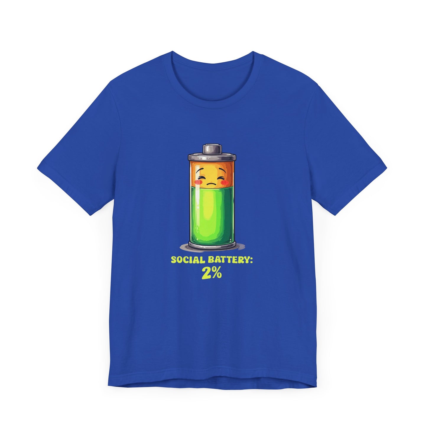 Social Battery 2% – Low Charge Sad Battery Graphic T-Shirt