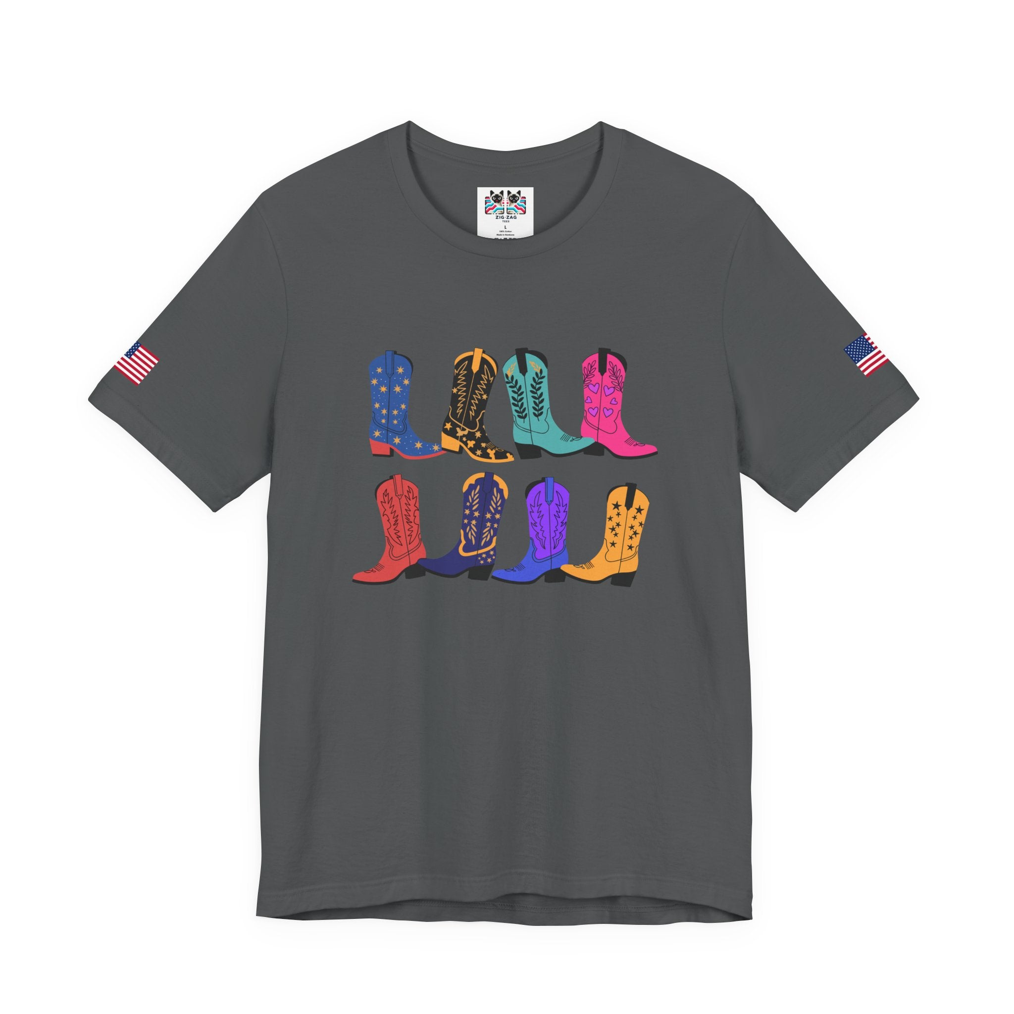 Cowboy Boots T-Shirt – Colorful Boots Collection Grid Graphic Tee