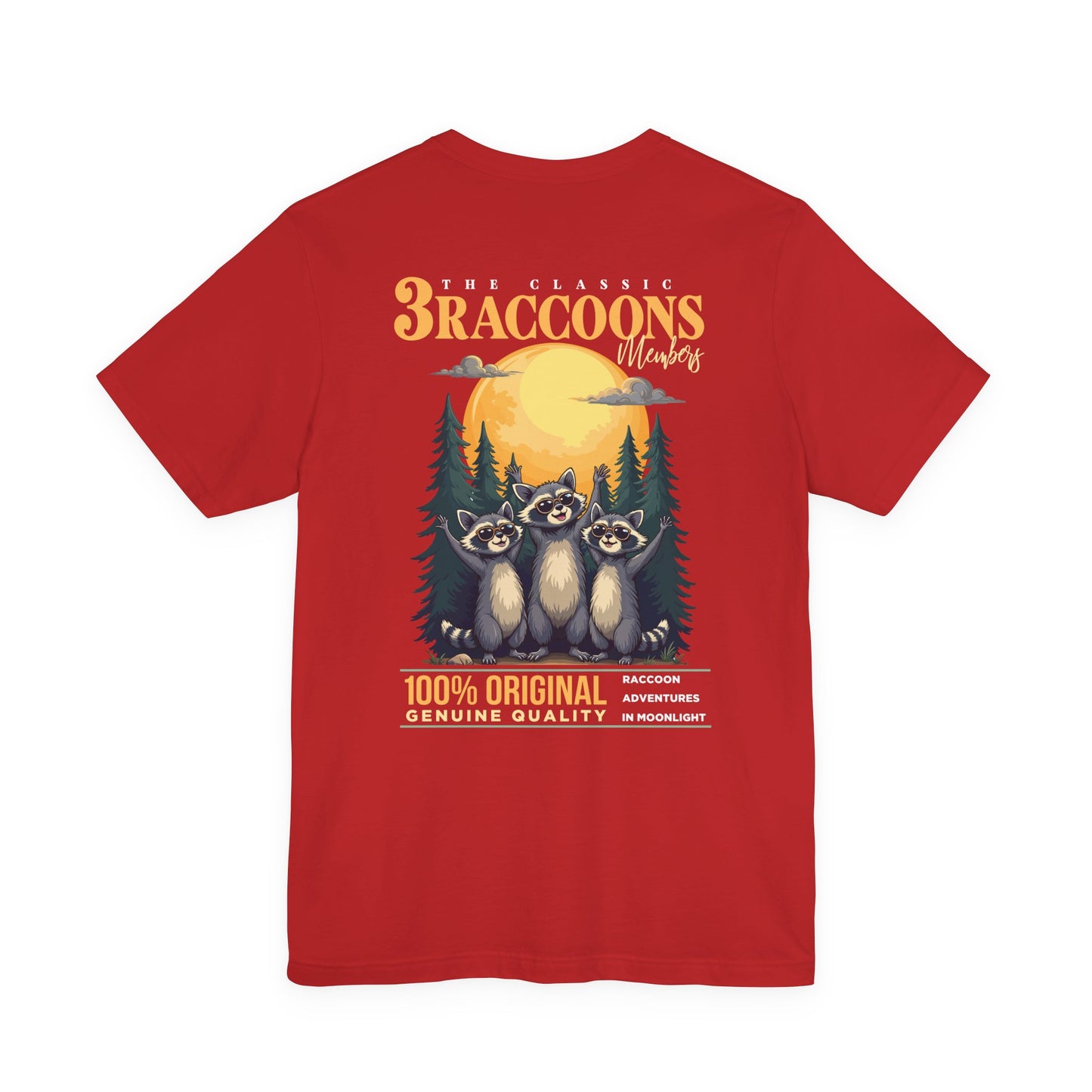 The Classic 3 Raccoon Members T-Shirt – Moonlight Racoon Adventure Graphic