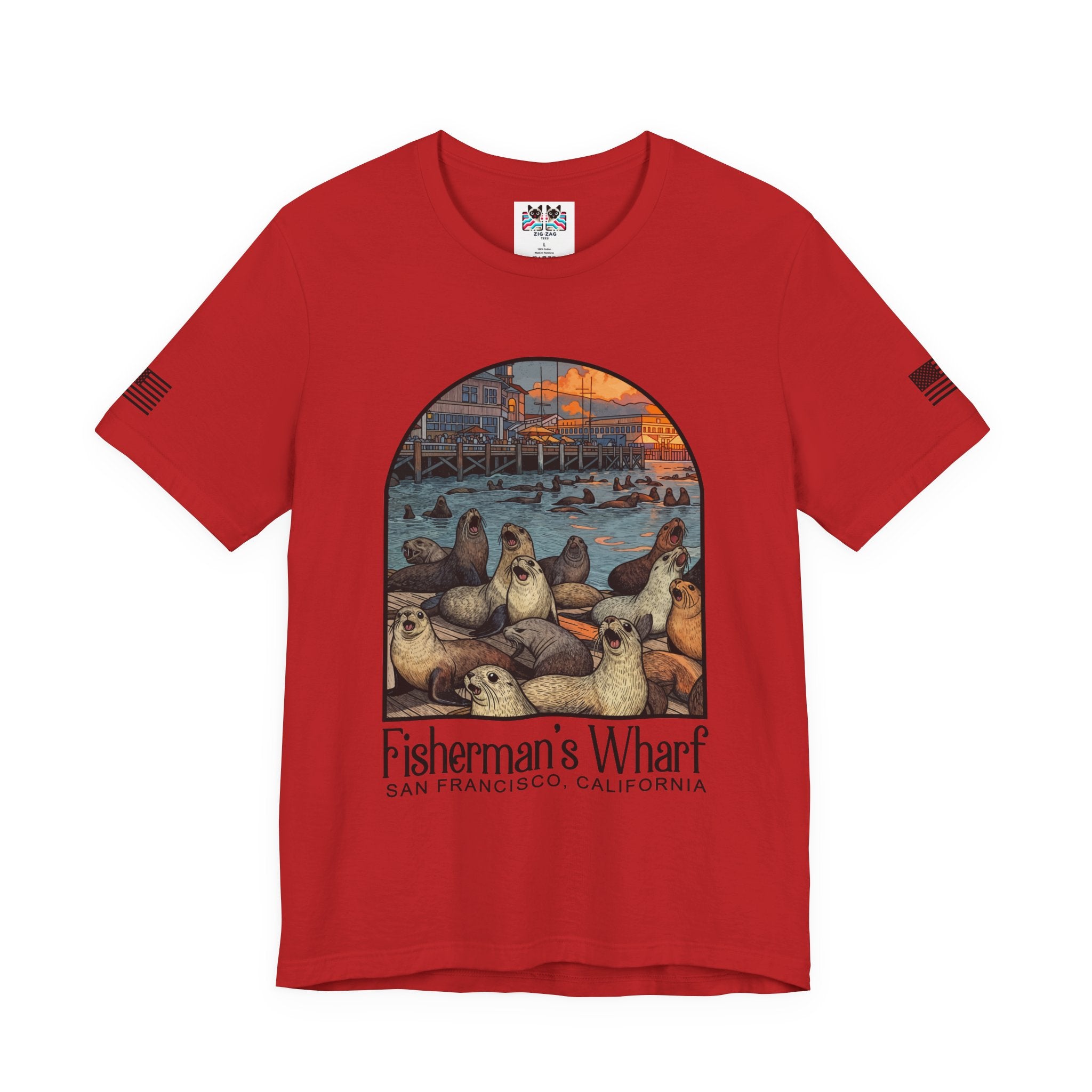 Fisherman's Wharf San Francisco California T-Shirt – Sea Lions Arched Graphic Tee