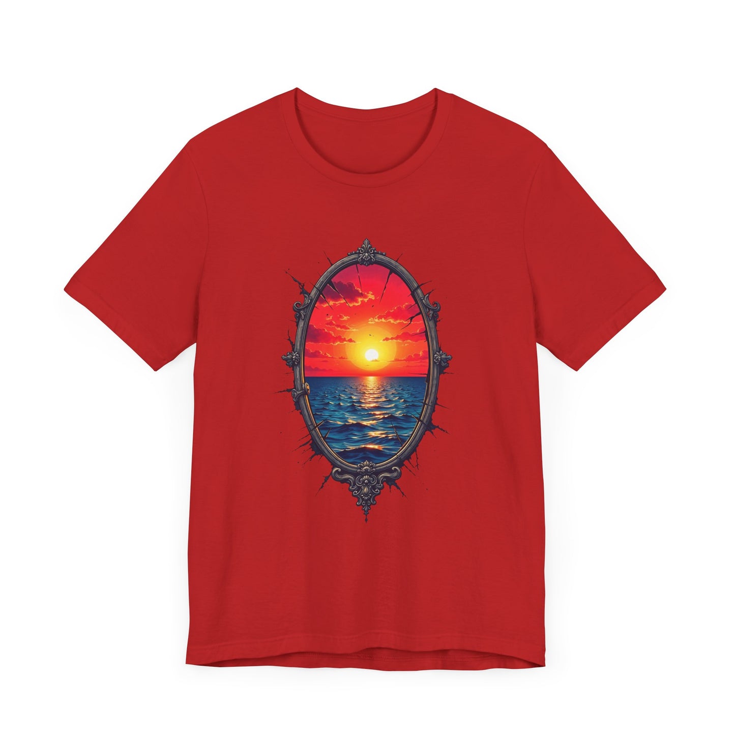 Sunset Portal T-Shirt – Ocean View Through Ornate Frame