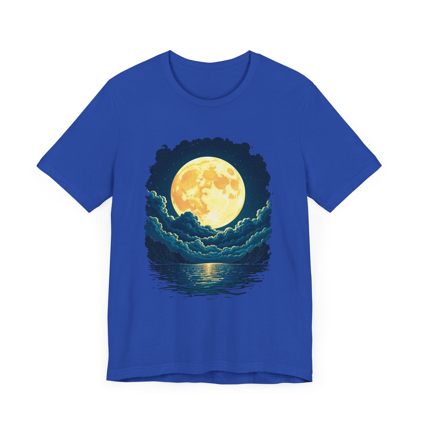 Full Moon Over Water T-Shirt – Night Sky and Clouds Graphic Tee