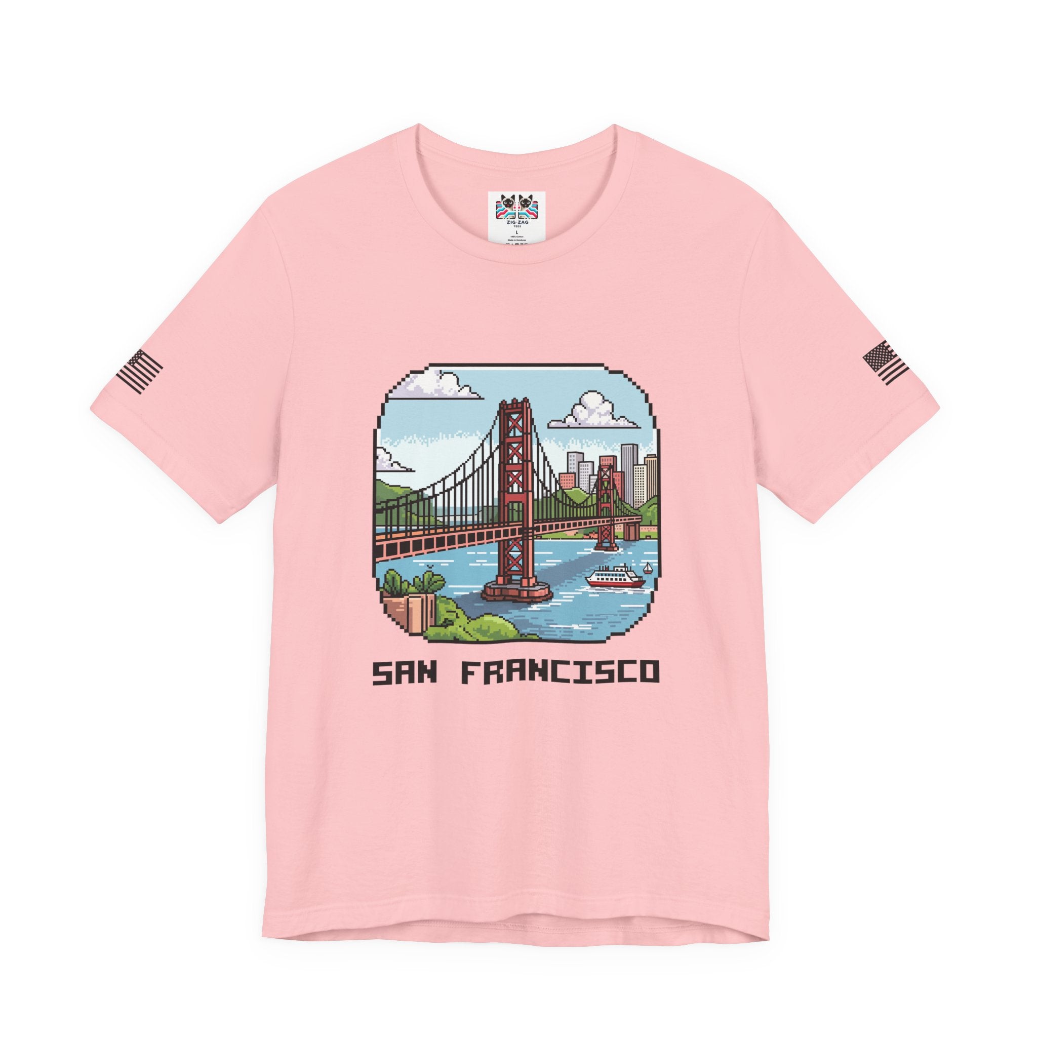 San Francisco T-Shirt, Retro Pixel Art Golden Gate Bridge Tee, SF California Gamer Style Shirt, Unique Travel Souvenir, Unisex