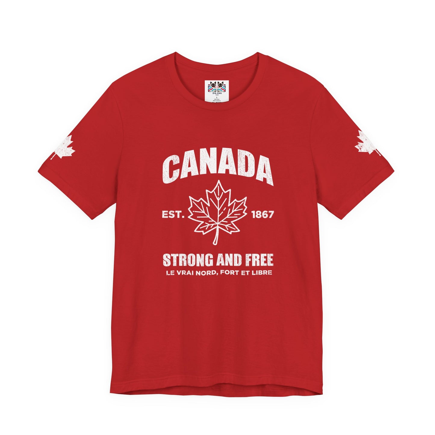 Canada Strong and Free Maple Heritage - White Print T-Shirt