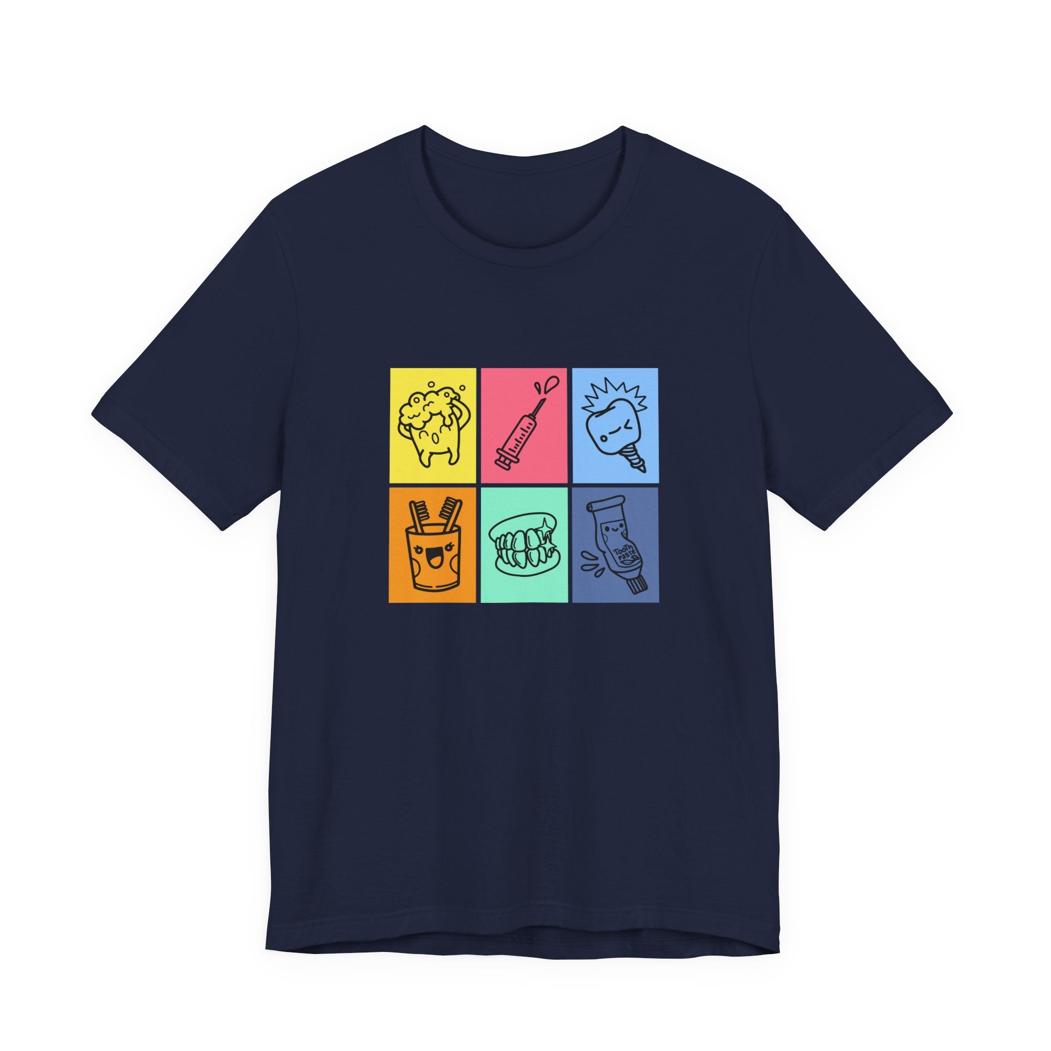 Colorful Dental Fun T Shirt Six Box Tooth Bath Syringe Implant Smile Toothpaste