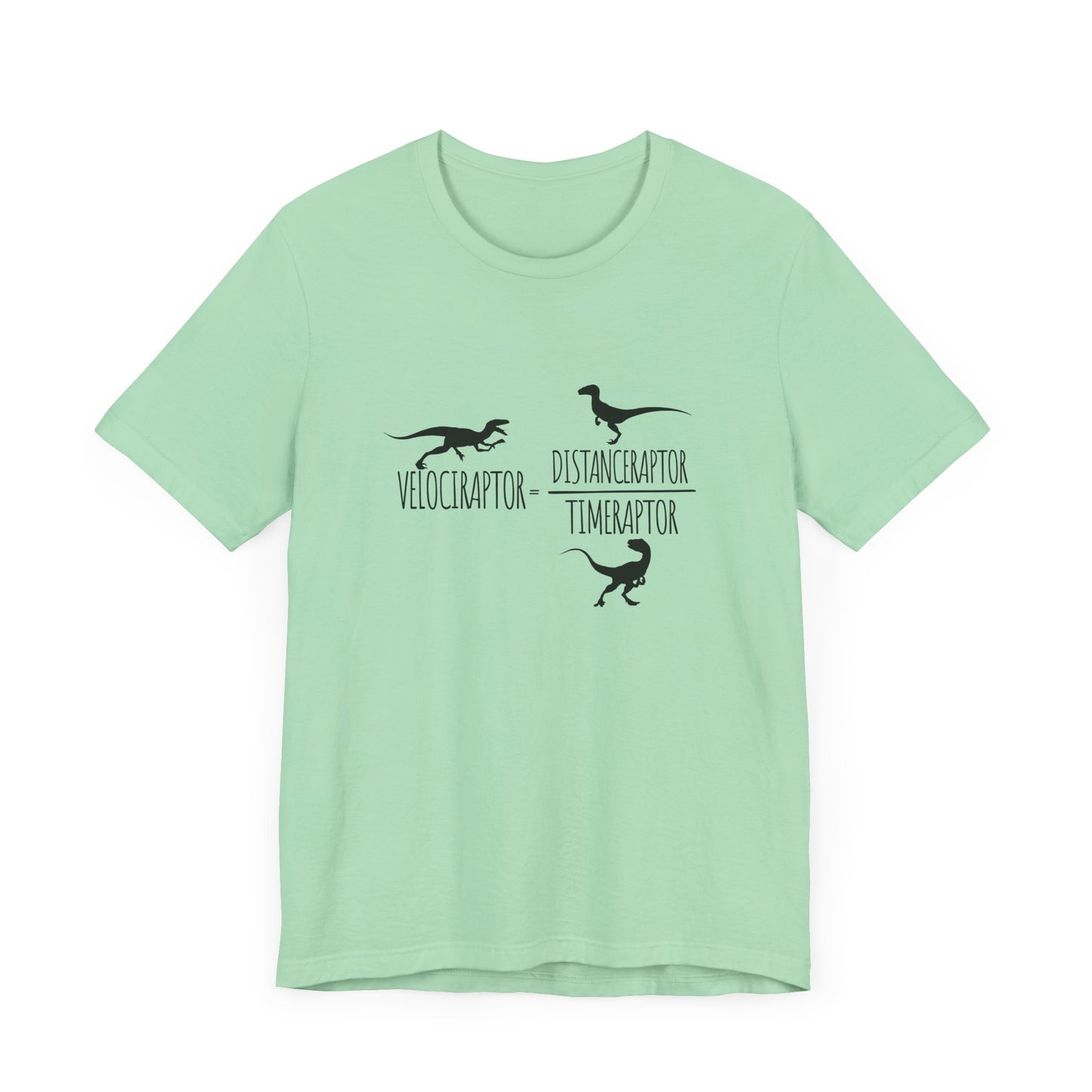 Dinosaur Math Joke Tee – Velociraptor = Distanceraptor / Timeraptor