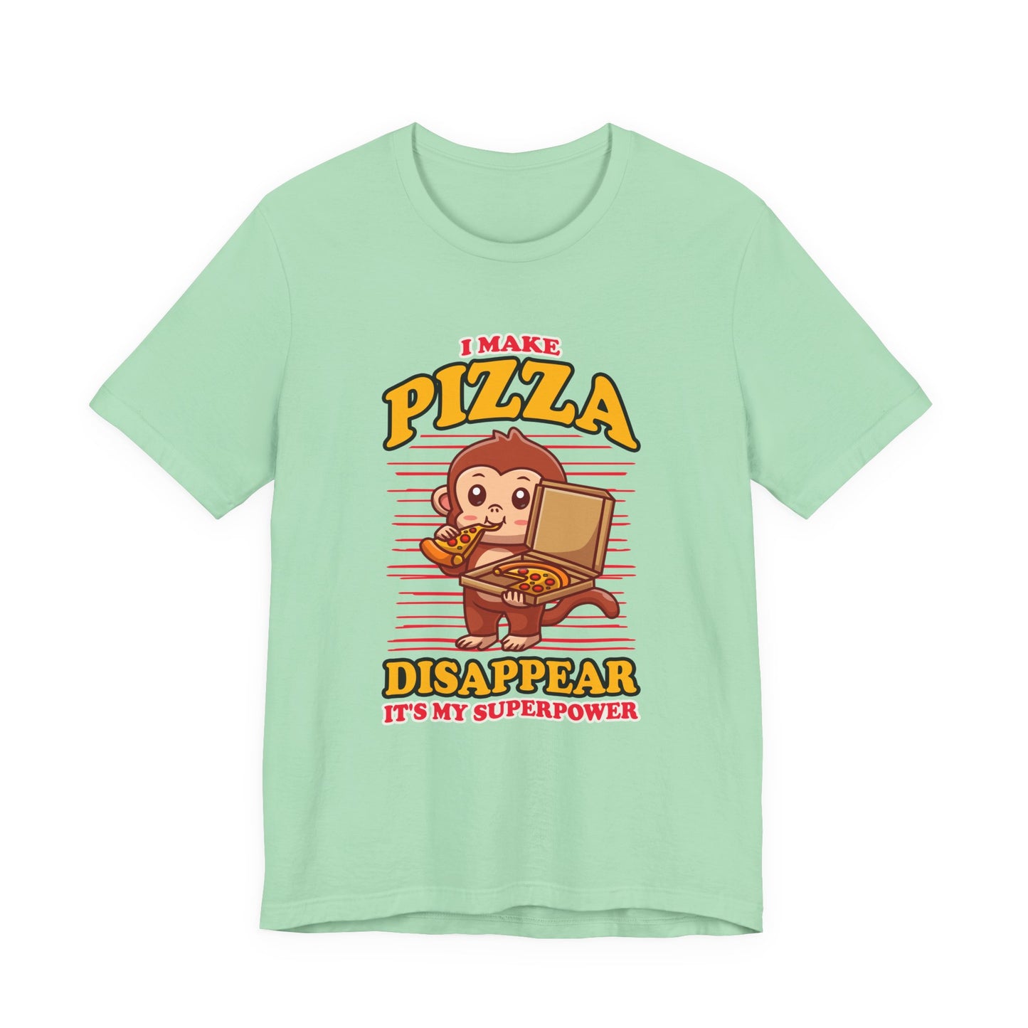 I Make Pizza Disappear T-Shirt – Funny Monkey With Pizza Box and Slice Graphic Tee