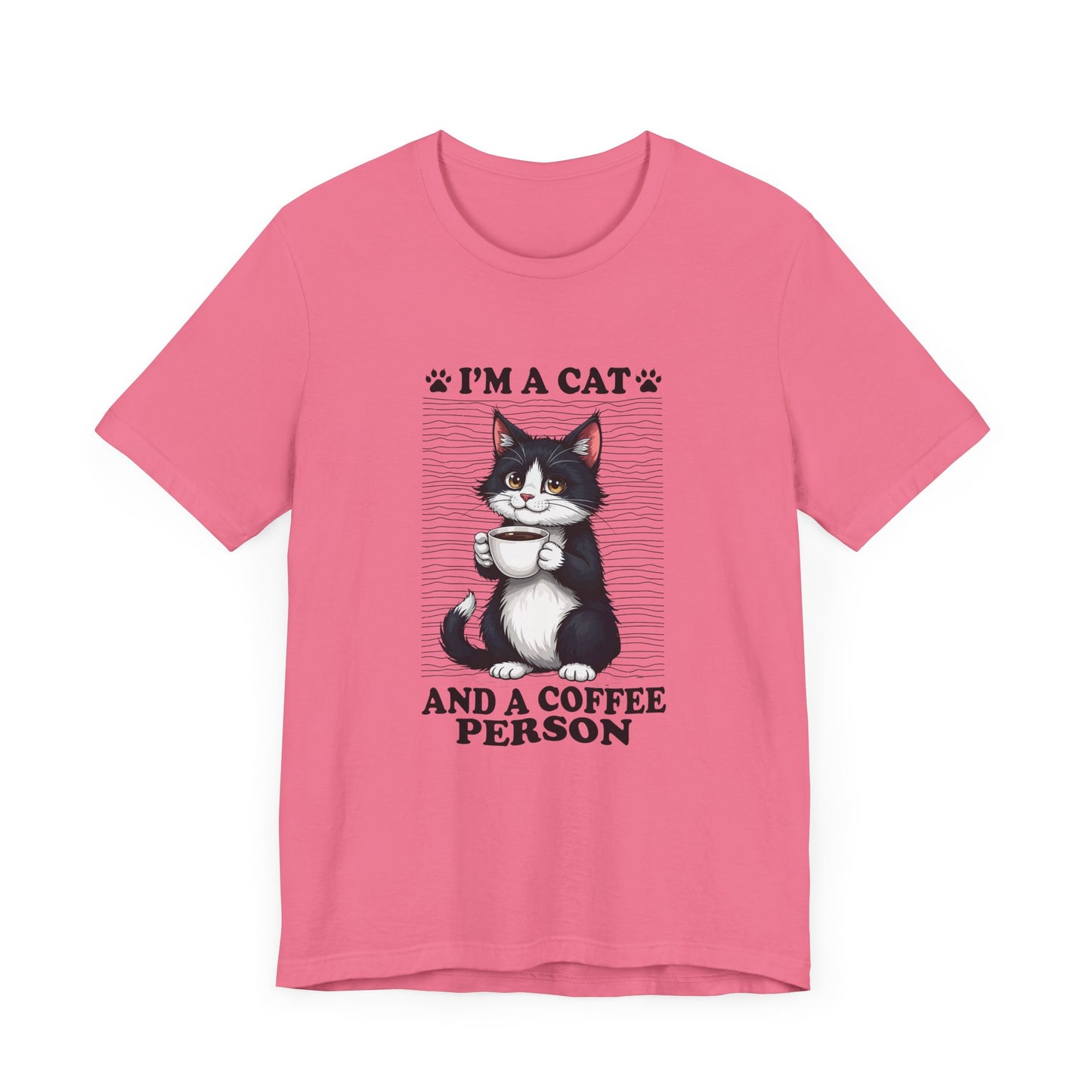 Cat and Coffee Person T-Shirt – Cute Cat Holding Coffee Cup Tee