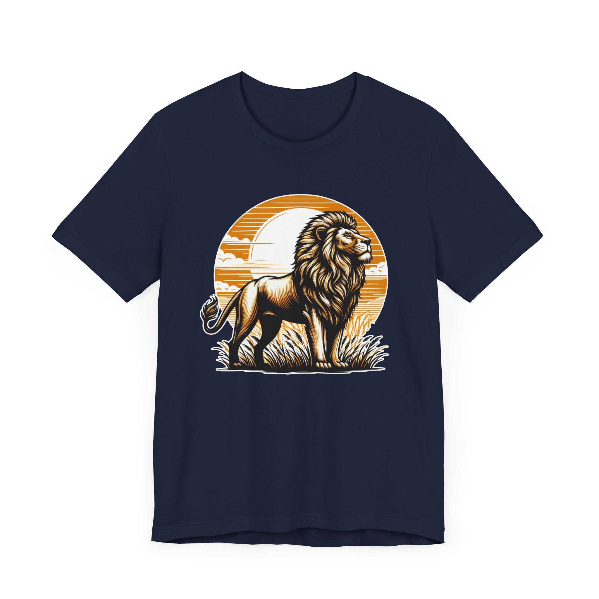 King of the Wild Majestic Male Lion Watching Territory with Sunrise Graphic T-Shirt