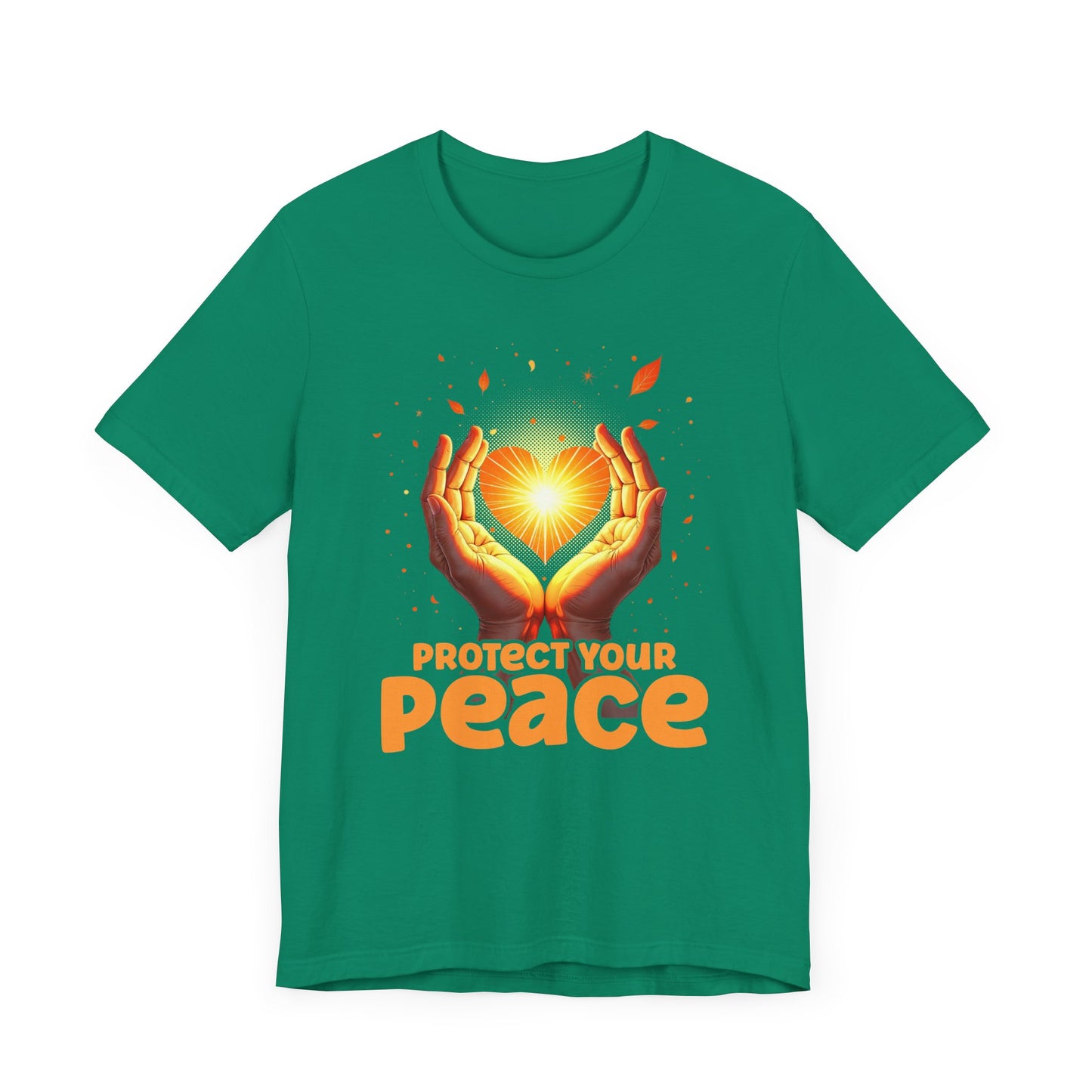Protect Your Peace – Praying Hands with Heart & Nature Elements Graphic T-Shirt