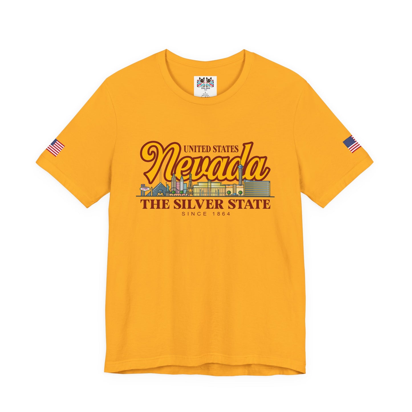 Nevada The Silver State T-Shirt - Las Vegas Skyline Pink Since 1864 USA Design