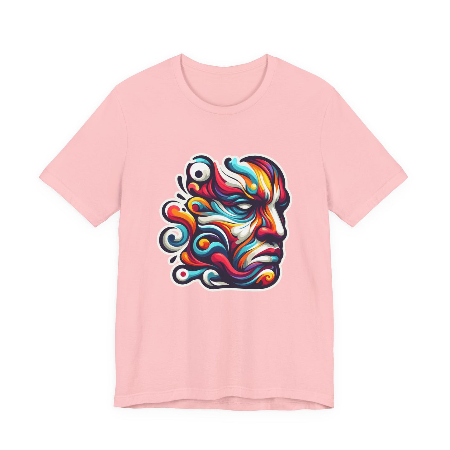 The Art of Expressionism Tshirt – Colorful Curved Strokes Forming a Vibrant Face