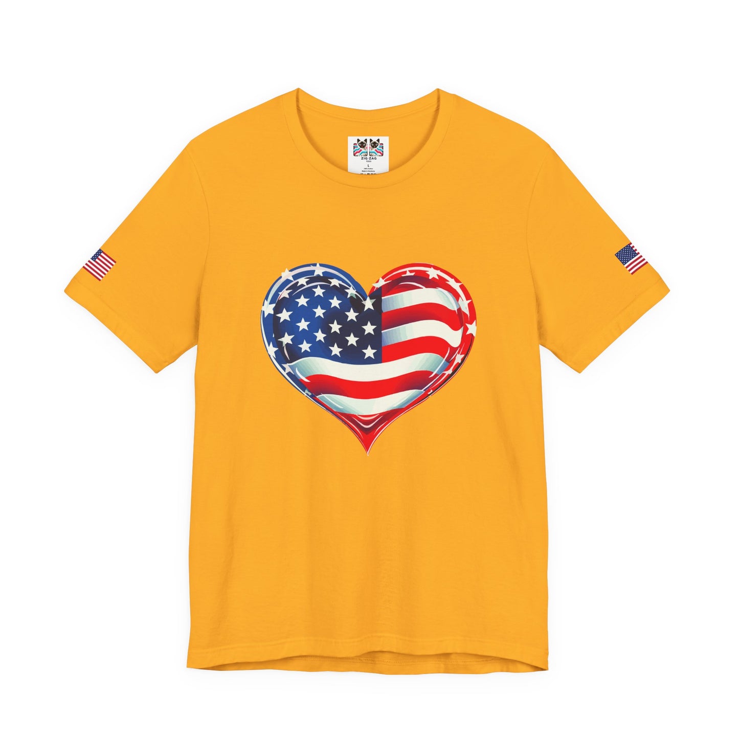 American Flag Heart T-Shirt – Love USA Patriotic Pride Graphic Tee