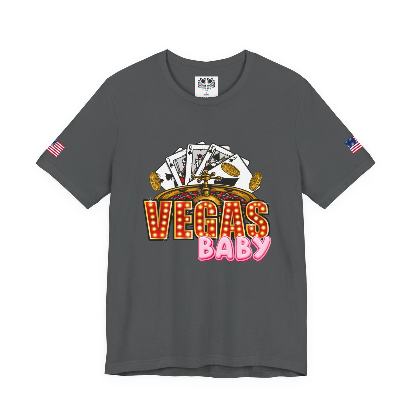 Vegas Baby T-Shirt - Casino Gambling Cards Roulette Dice Poker Chips Design