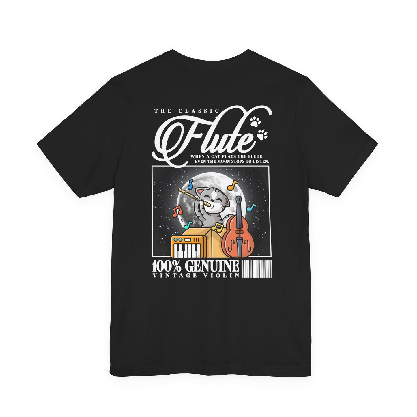 The Classic Flute Moonlight Cat Music T-Shirt