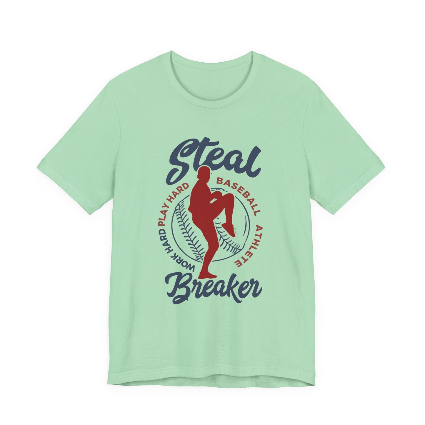 Baseball tshirt - Steal Breaker Tshirt Baseball Player Throwing Ball with Baseball Outline and Text Baseball Athlete