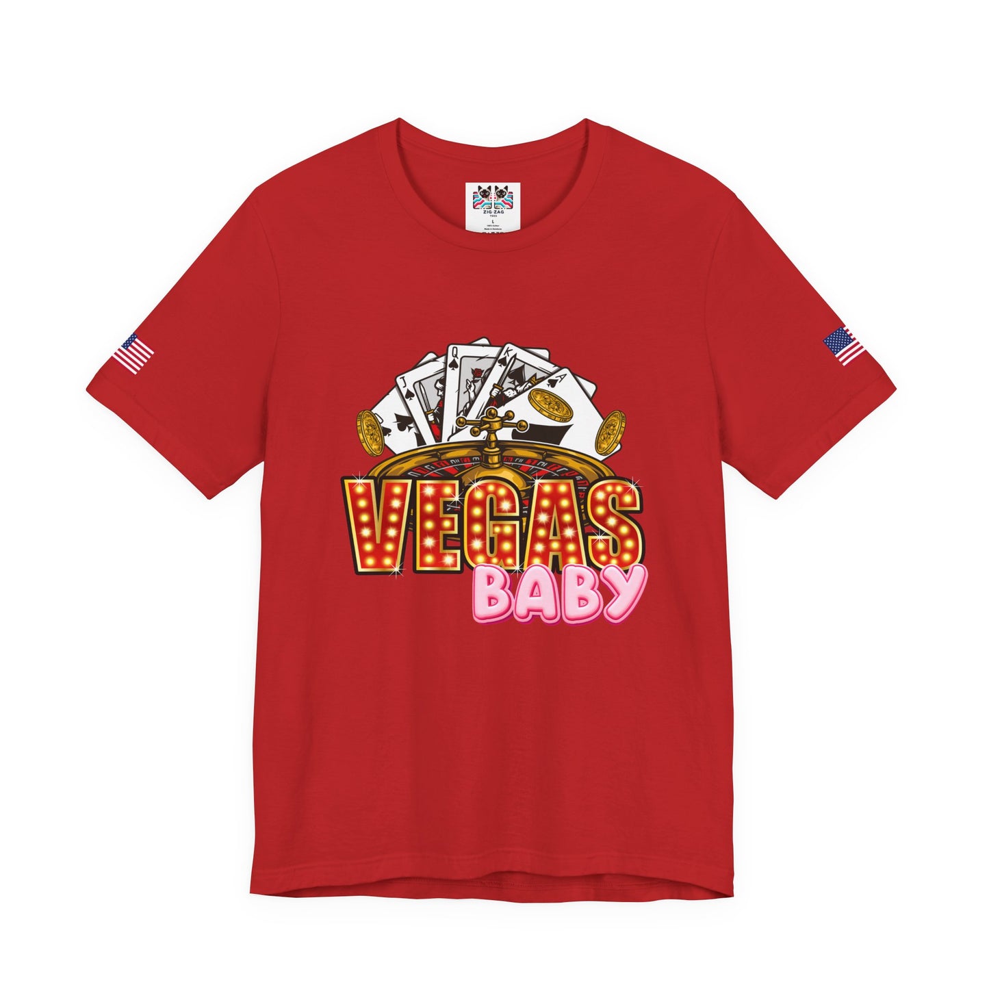 Vegas Baby T-Shirt - Casino Gambling Cards Roulette Dice Poker Chips Design