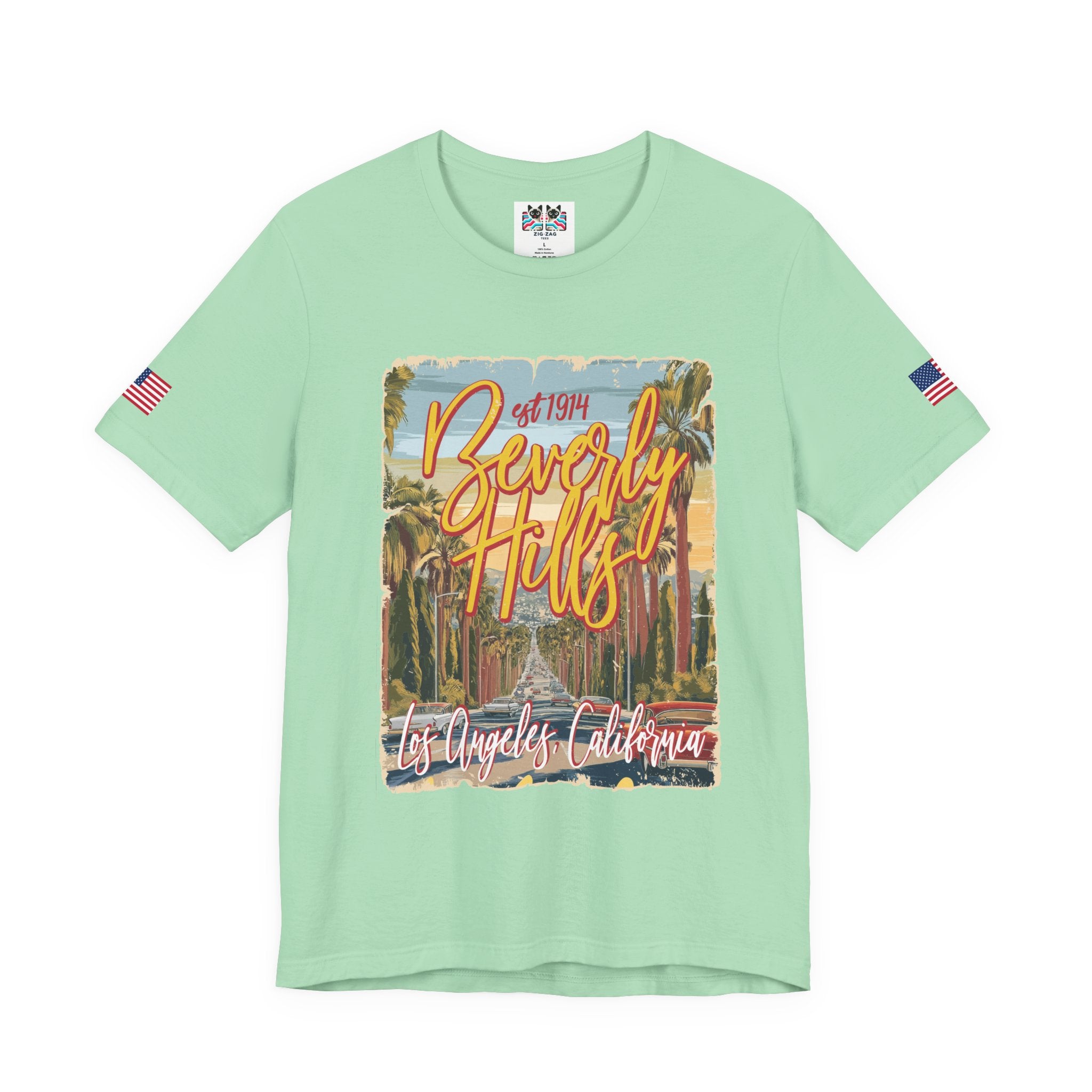 Beverly Hills EST 1914 T-Shirt – Los Angeles California Palm Tree Boulevard Illustrated Tee