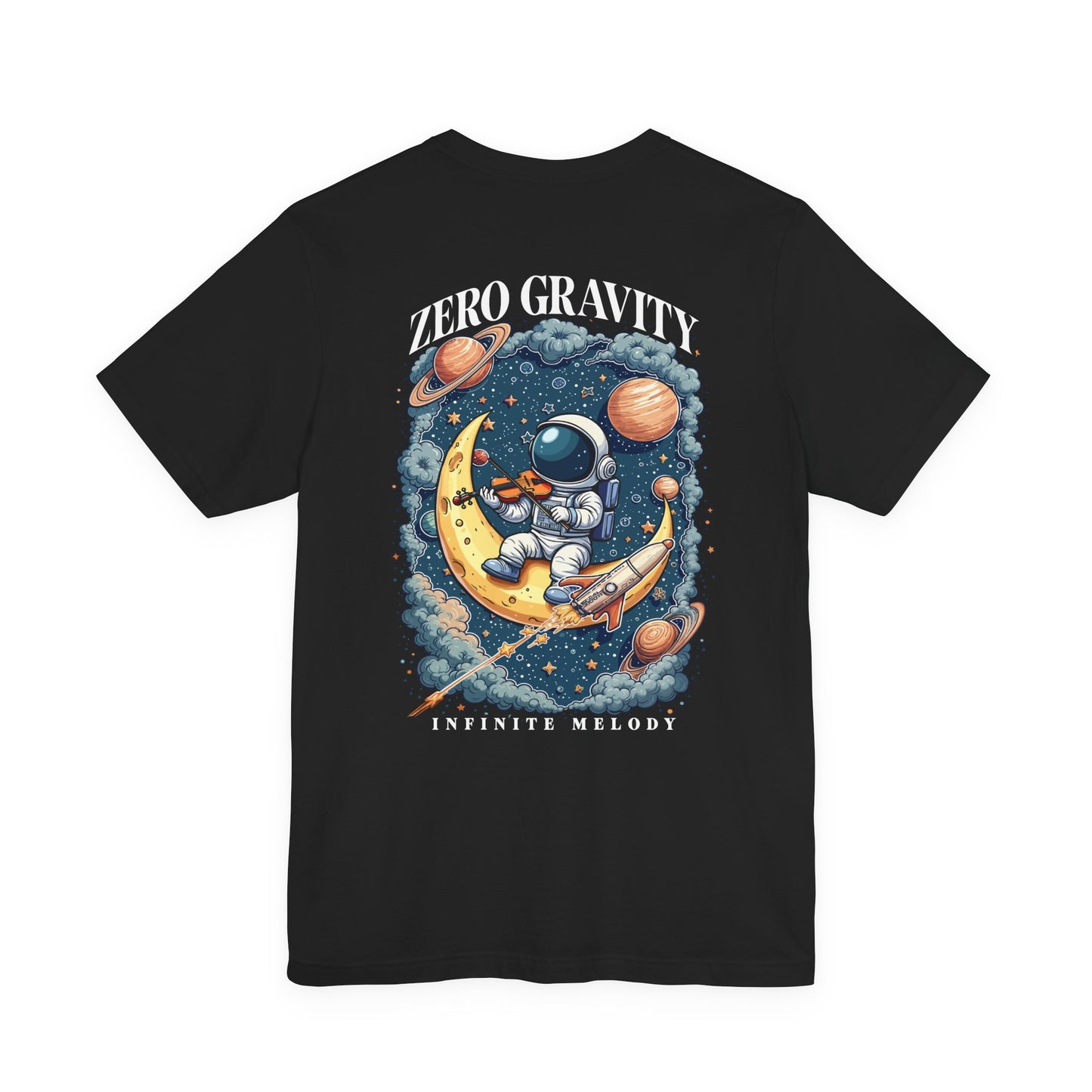 Zero Gravity Infinite Melody T-Shirt – Astronaut Violinist on Crescent Moon