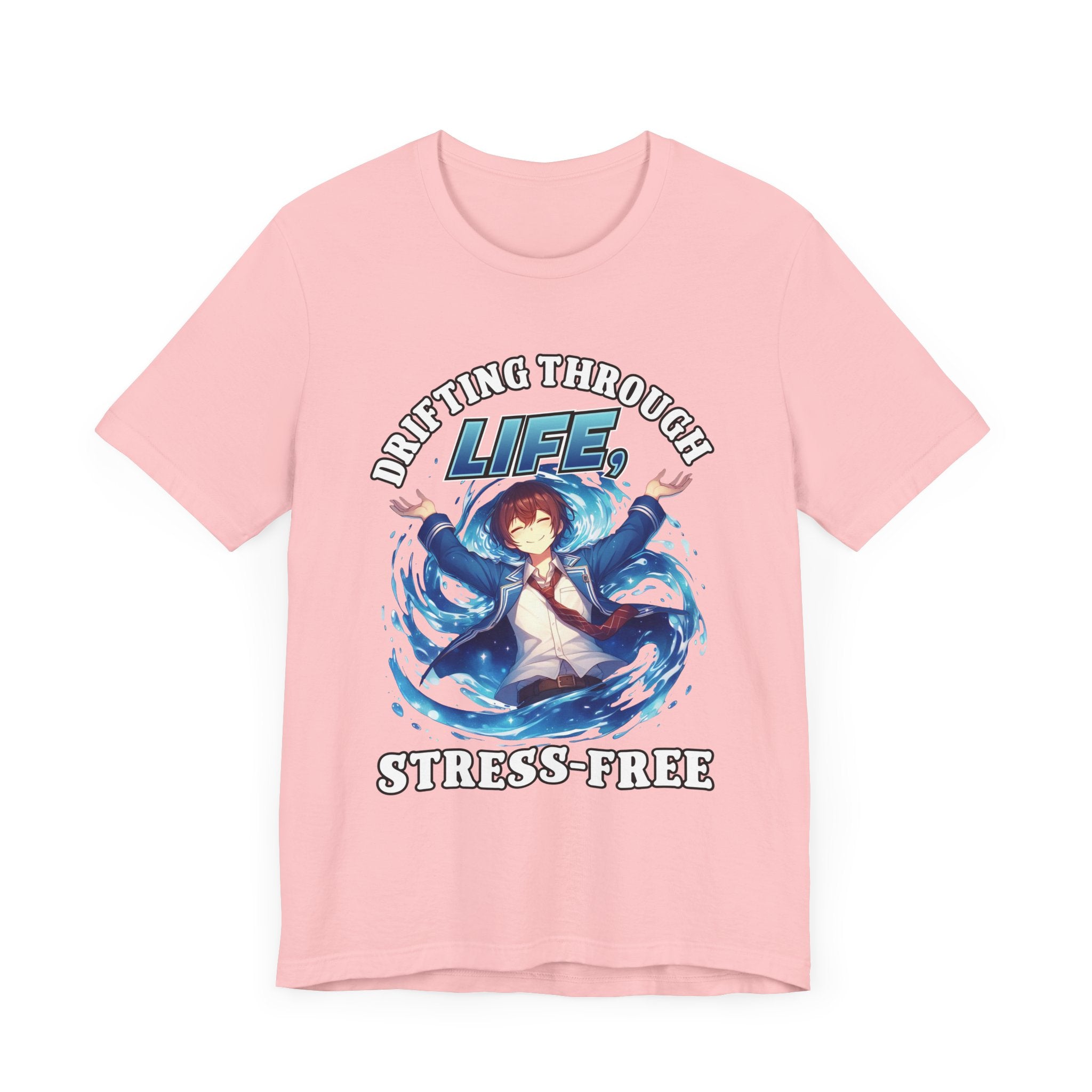 Let Go And Let Flow Shirt, Tranquil Anime Boy Tee, Water Energy Graphic T Shirt, Spiritual Release Apparel, Calm Vibes Minimalist Top