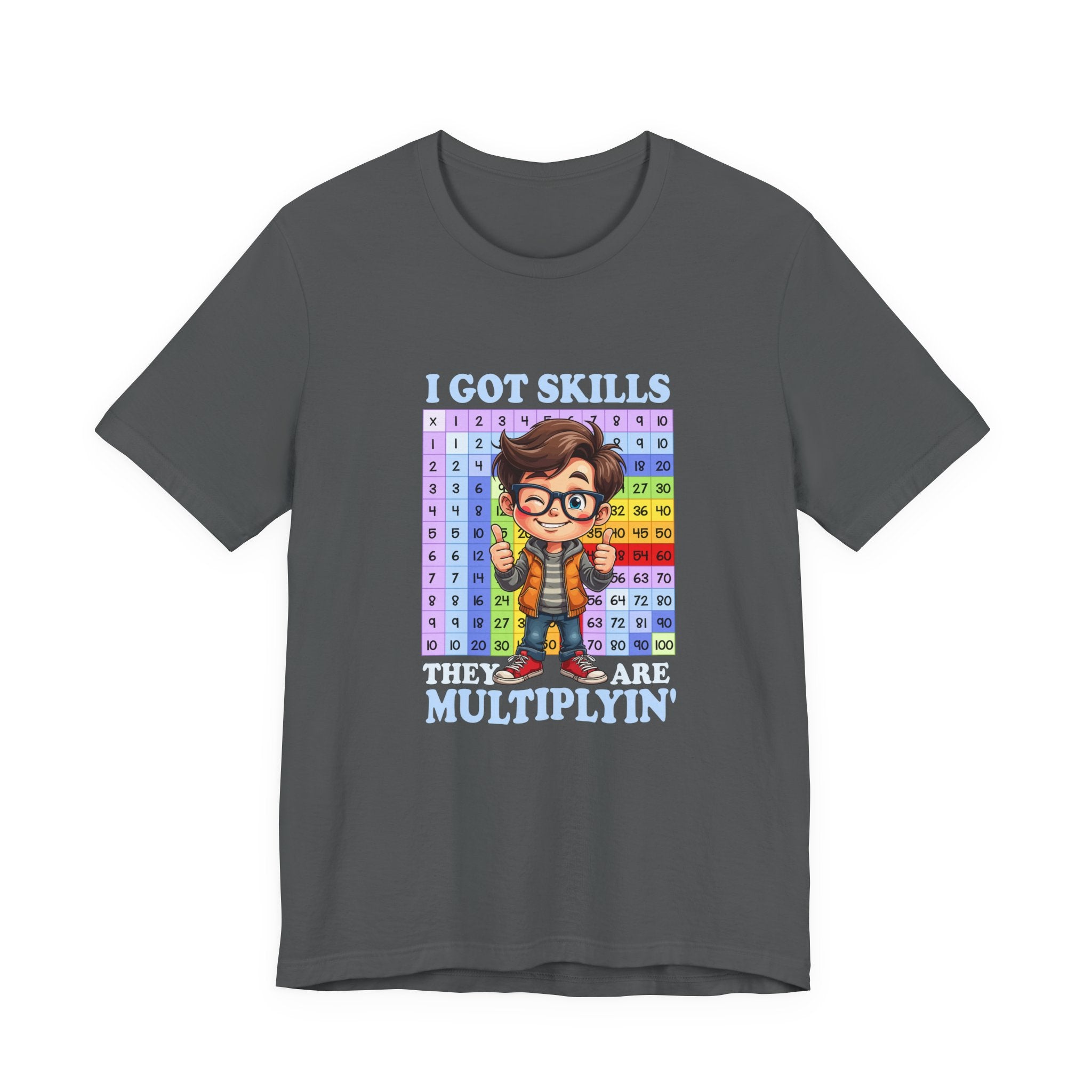 I Got Skills and They Are Multiplying Tshirt – Happy Boy with Thumbs Up & Numbers 1 to 100
