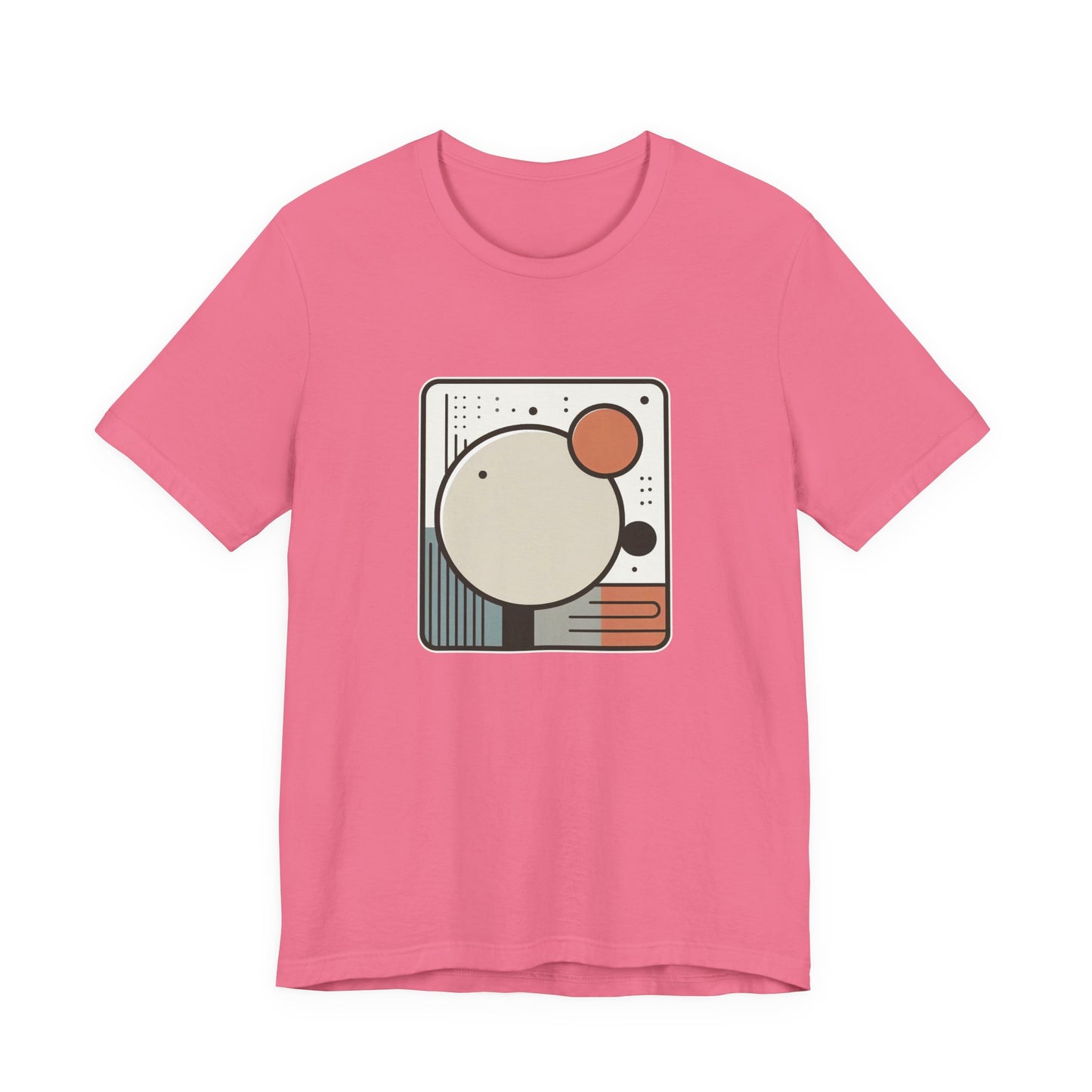 Less Is More Tshirt – Minimalist Geometric Rectangle with Colorful Circles and Lines