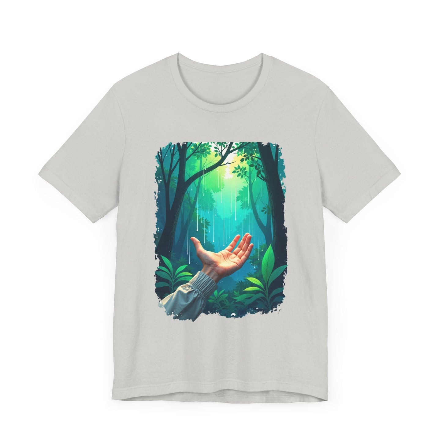 Forest Connection T-Shirt – Hand Reaching for Rain Nature Art