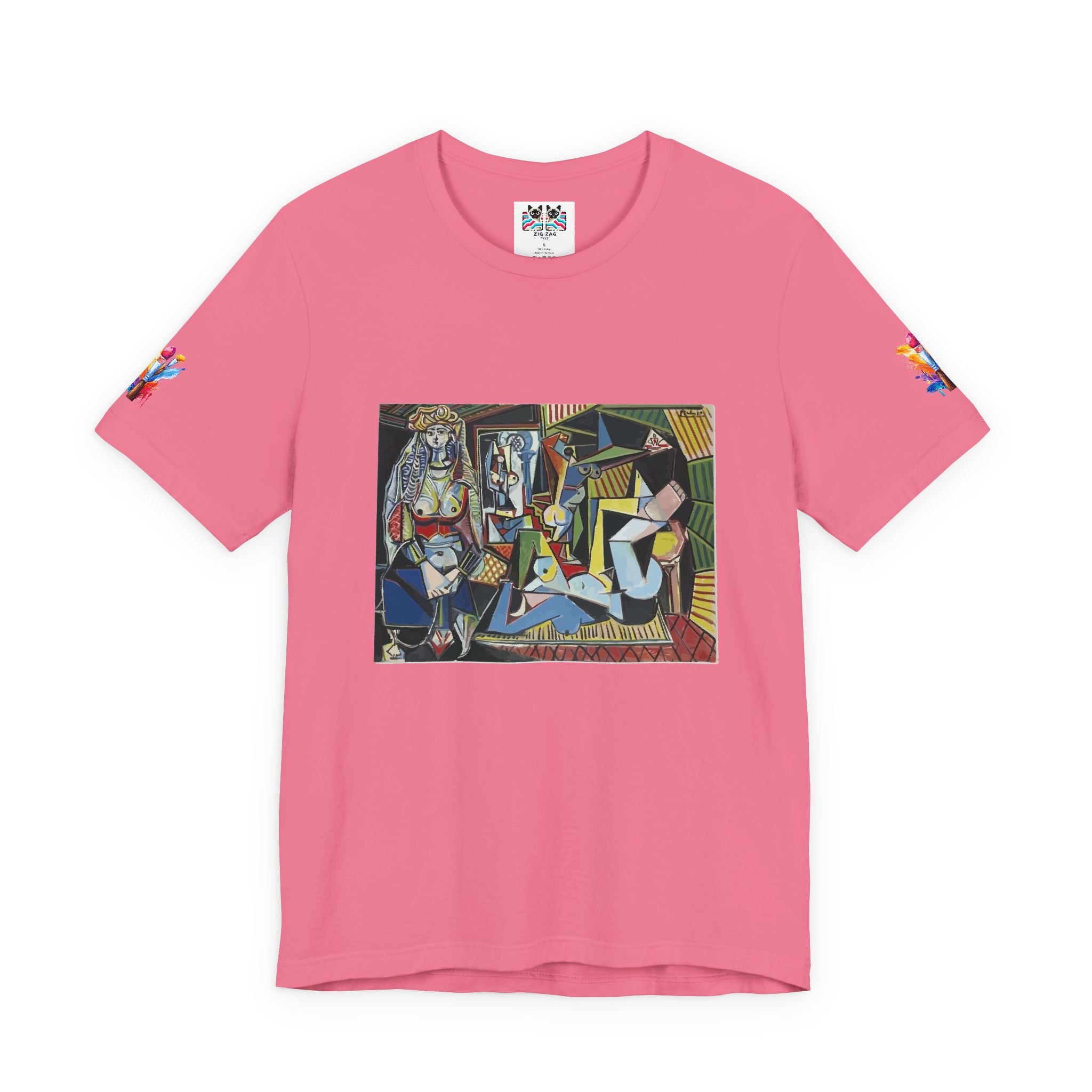 Cubist Masterpiece Art T-Shirt – Geometric Abstract Figures Modernist Painting Graphic Tee