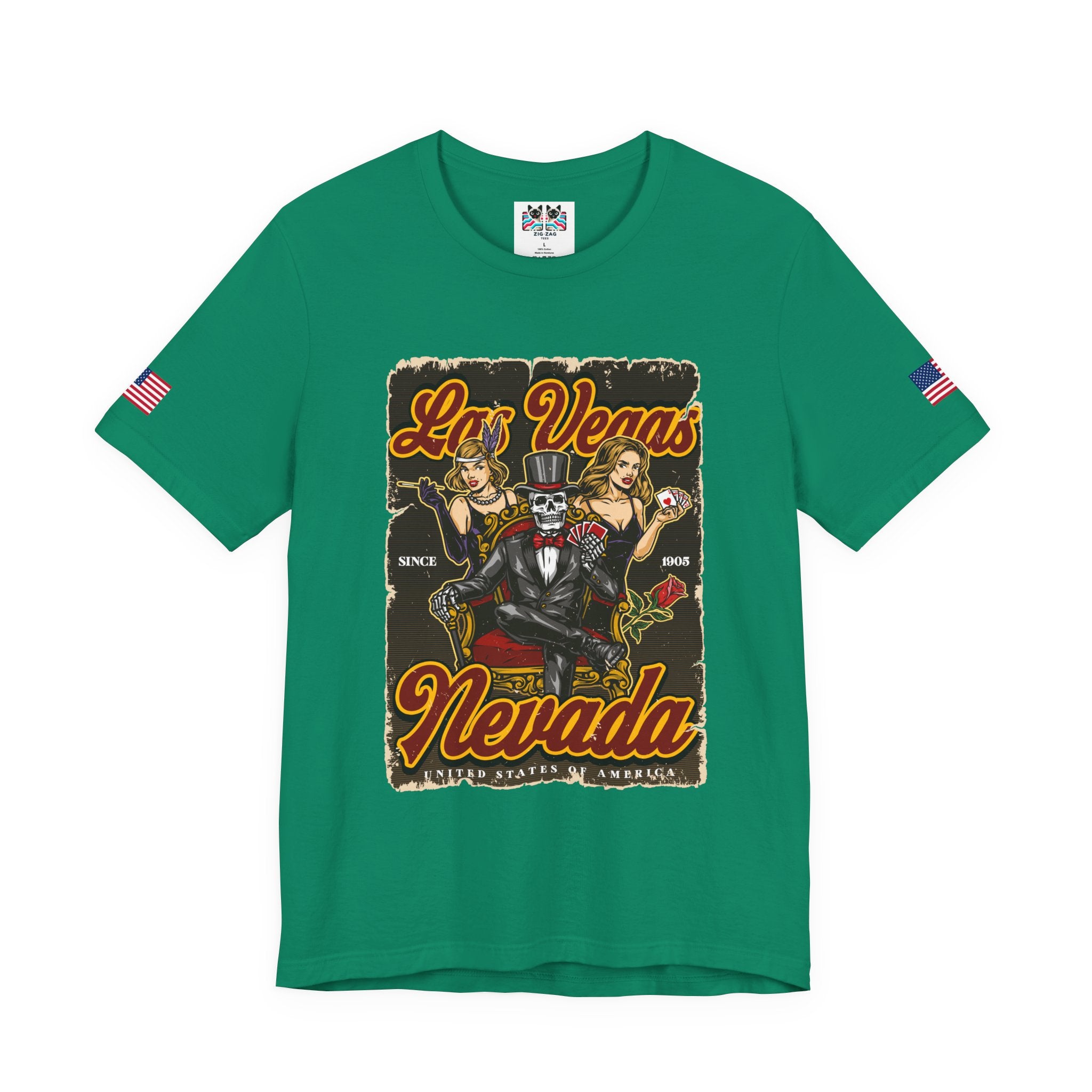 Las Vegas Nevada Since 1905 Vintage T-Shirt – Skeleton Showgirls Retro Casino Poster Tee