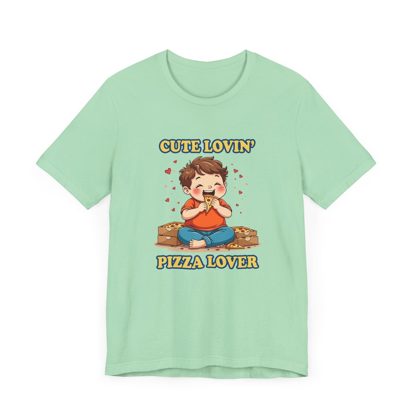Cute Lovin’ Pizza Lover T-Shirt – Adorable Kid Eating Pizza Graphic